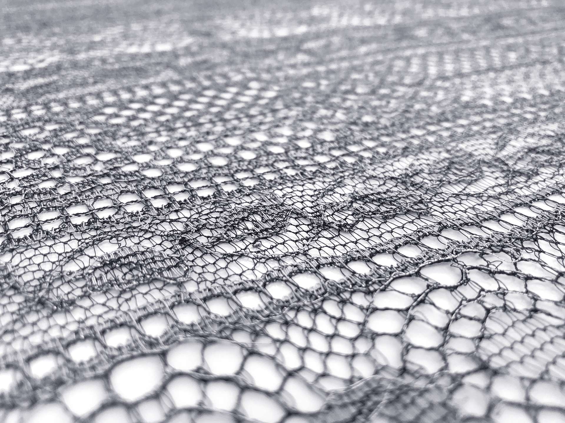Metallic Lace with Ornamental Stripes in Navy and Silver 