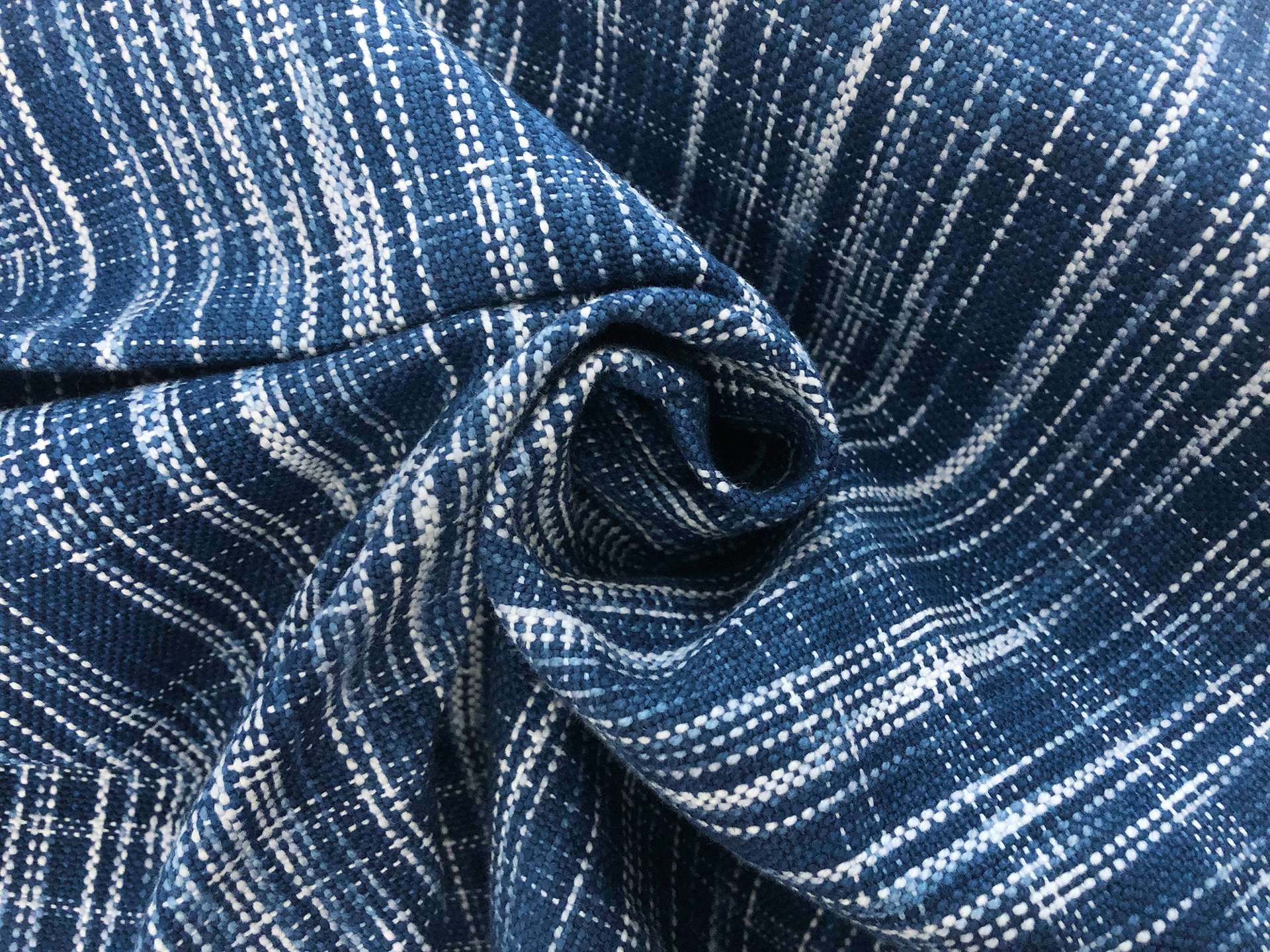 Cotton Upholstery Boho Tweed in Indigo