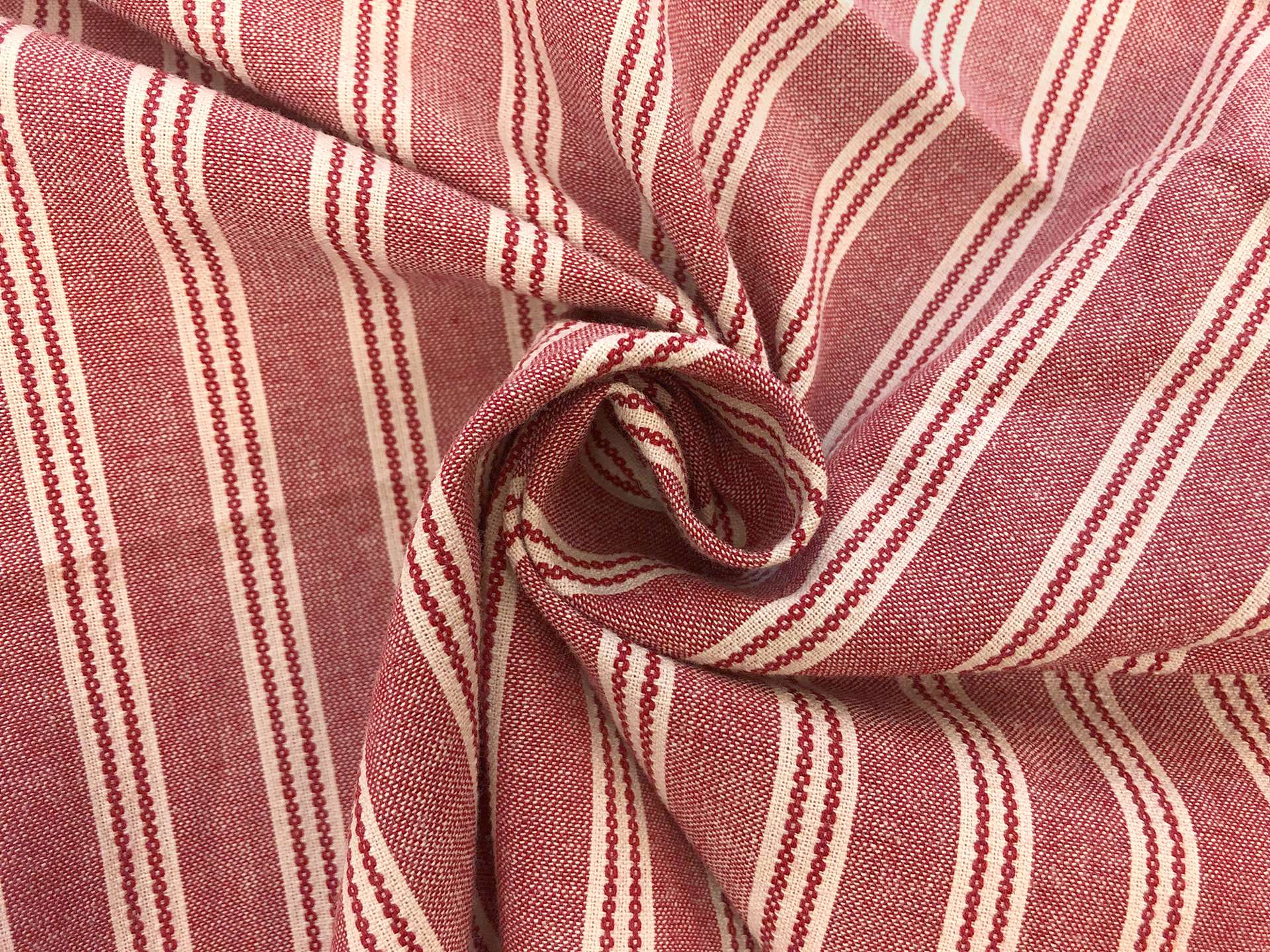 Yarn Dyed Cotton Novelty Stripe in Red