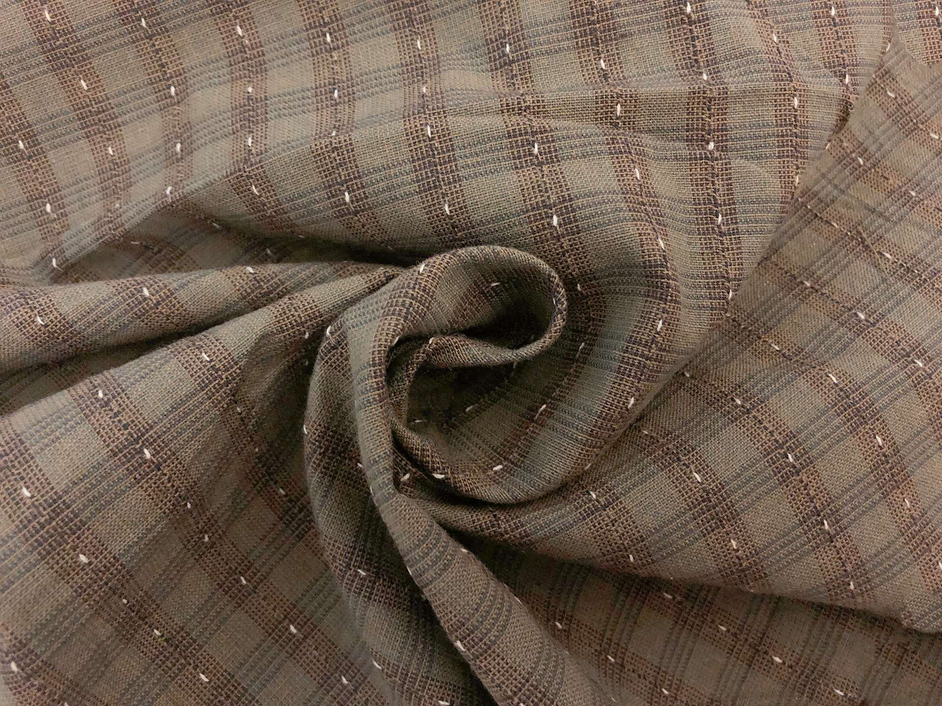 Yarn Dyed Cotton Plaid Novelty in Olive Drab Charcoal