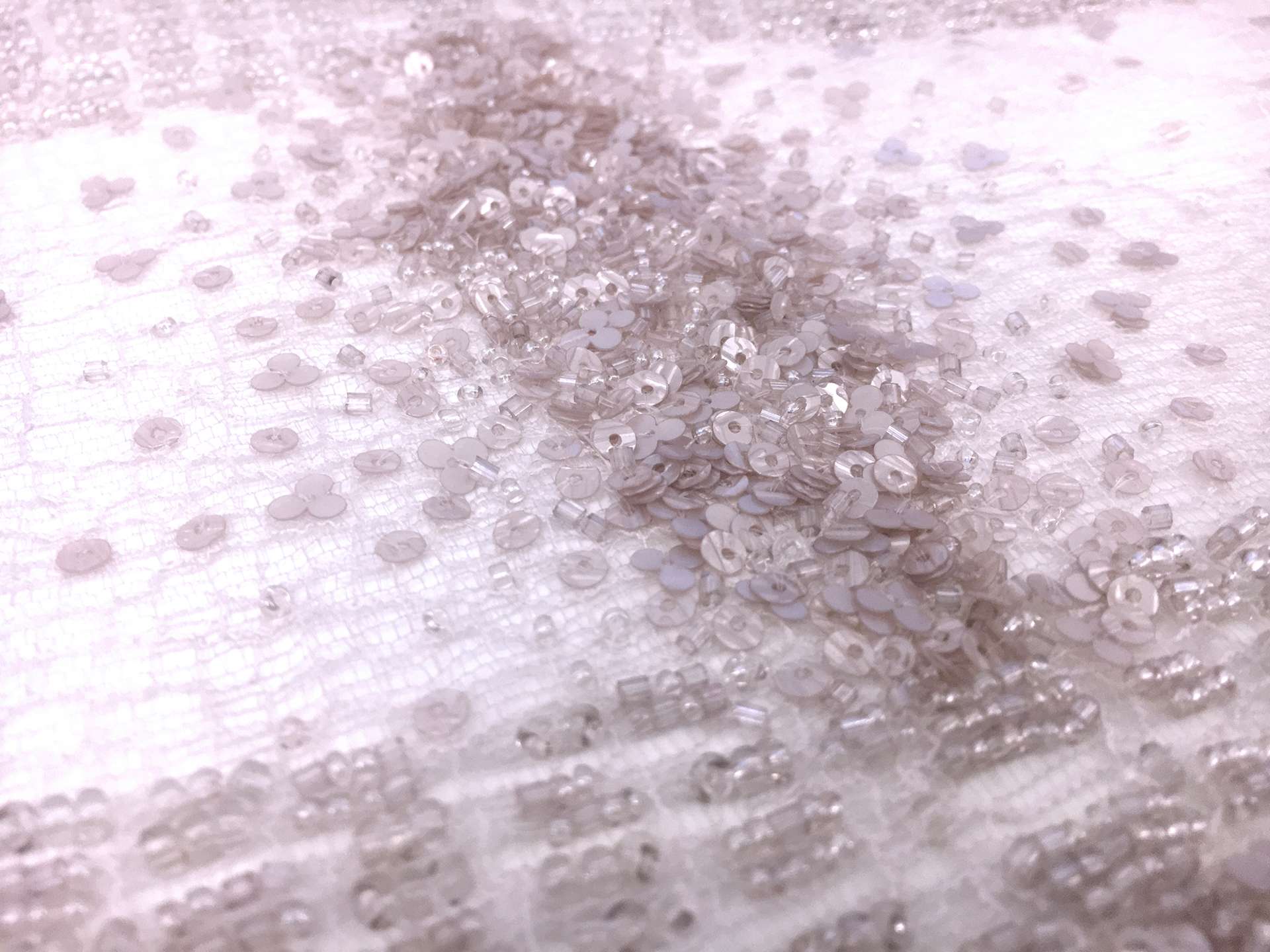 Hand Beaded Chantilly Lace with Cross Patterns