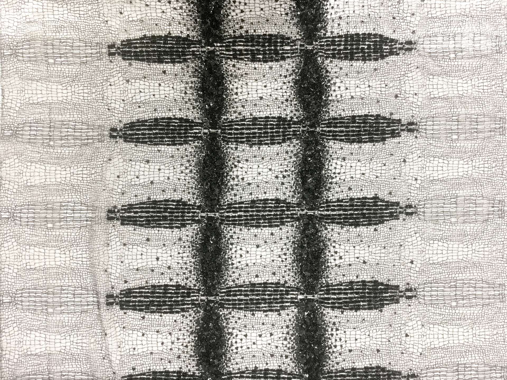 Hand Beaded Chantilly Lace with Cross Patterns