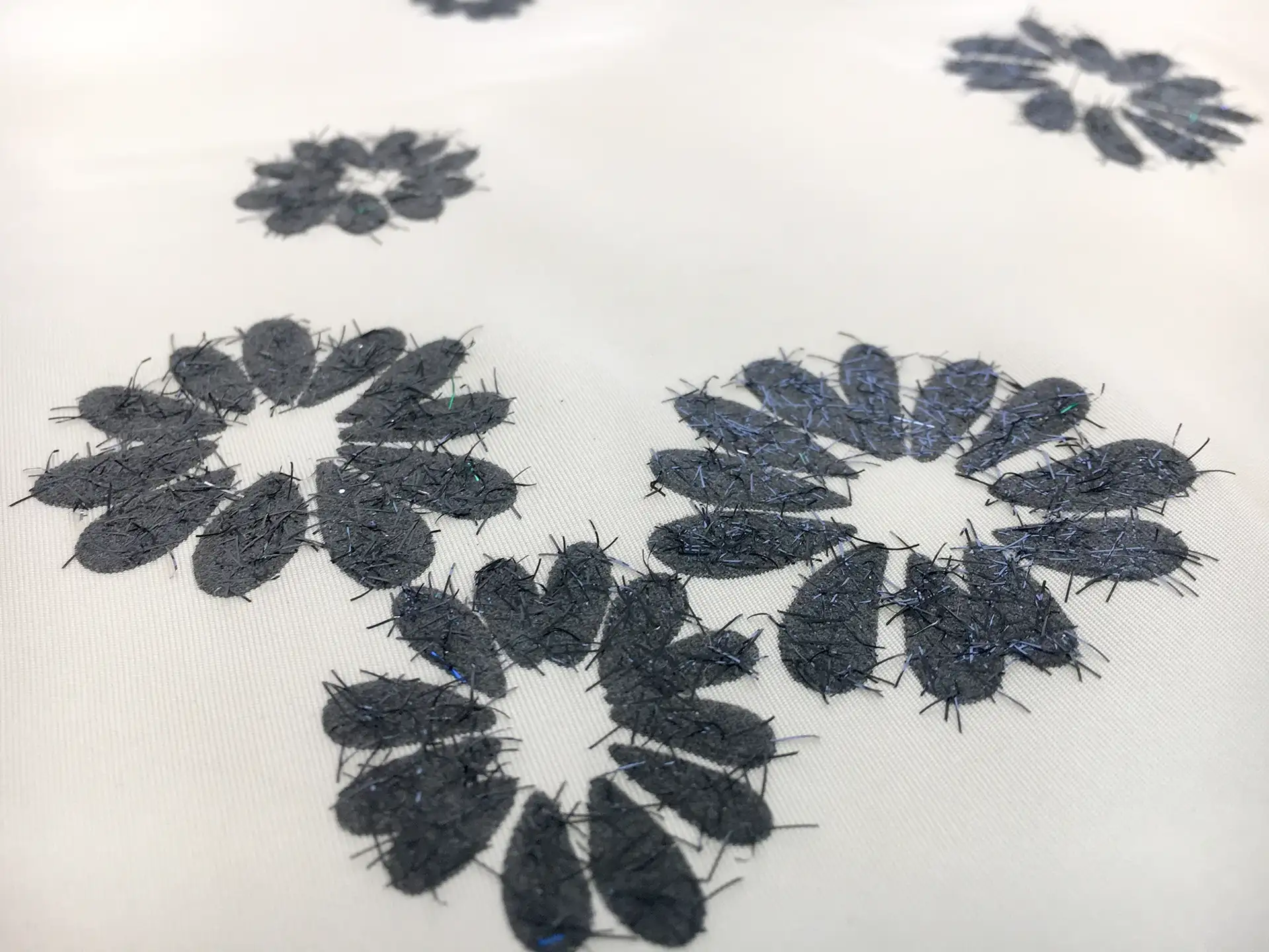 Metallic Flocking on Silk Faille