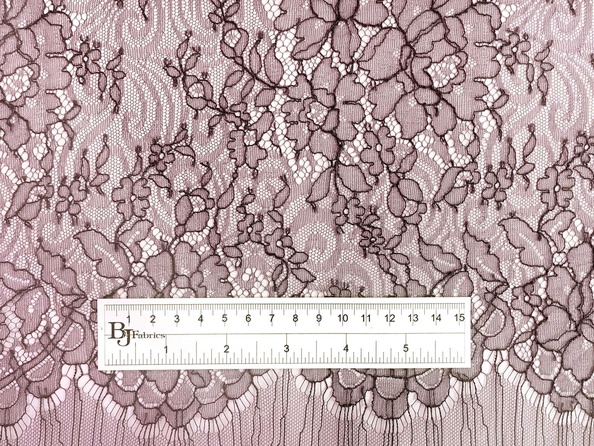 French Chantilly Lace with Swirls and Floral Motifs in Maroon
