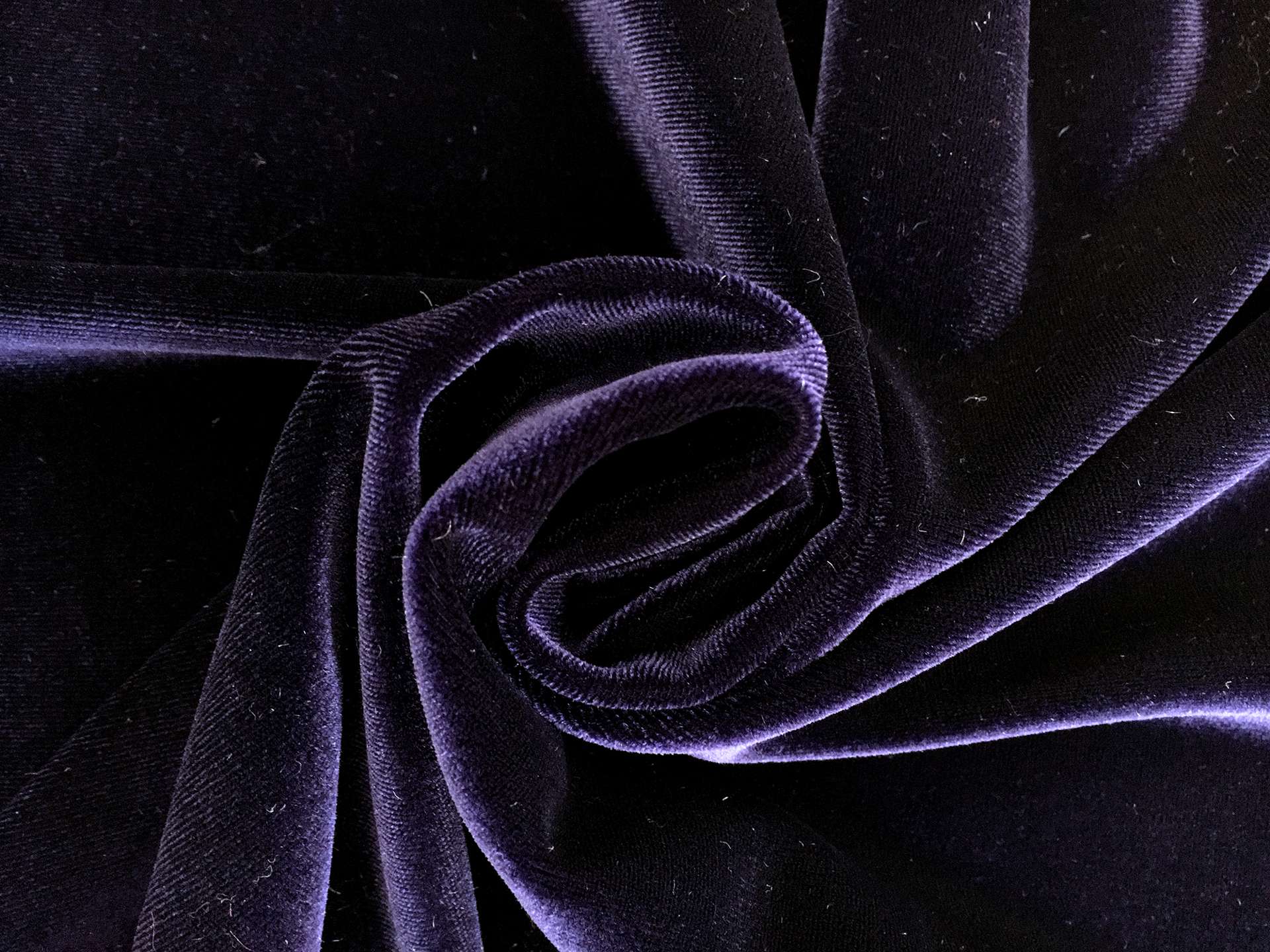 Polyester and Lycra Blend Stretch Velvet in Purple