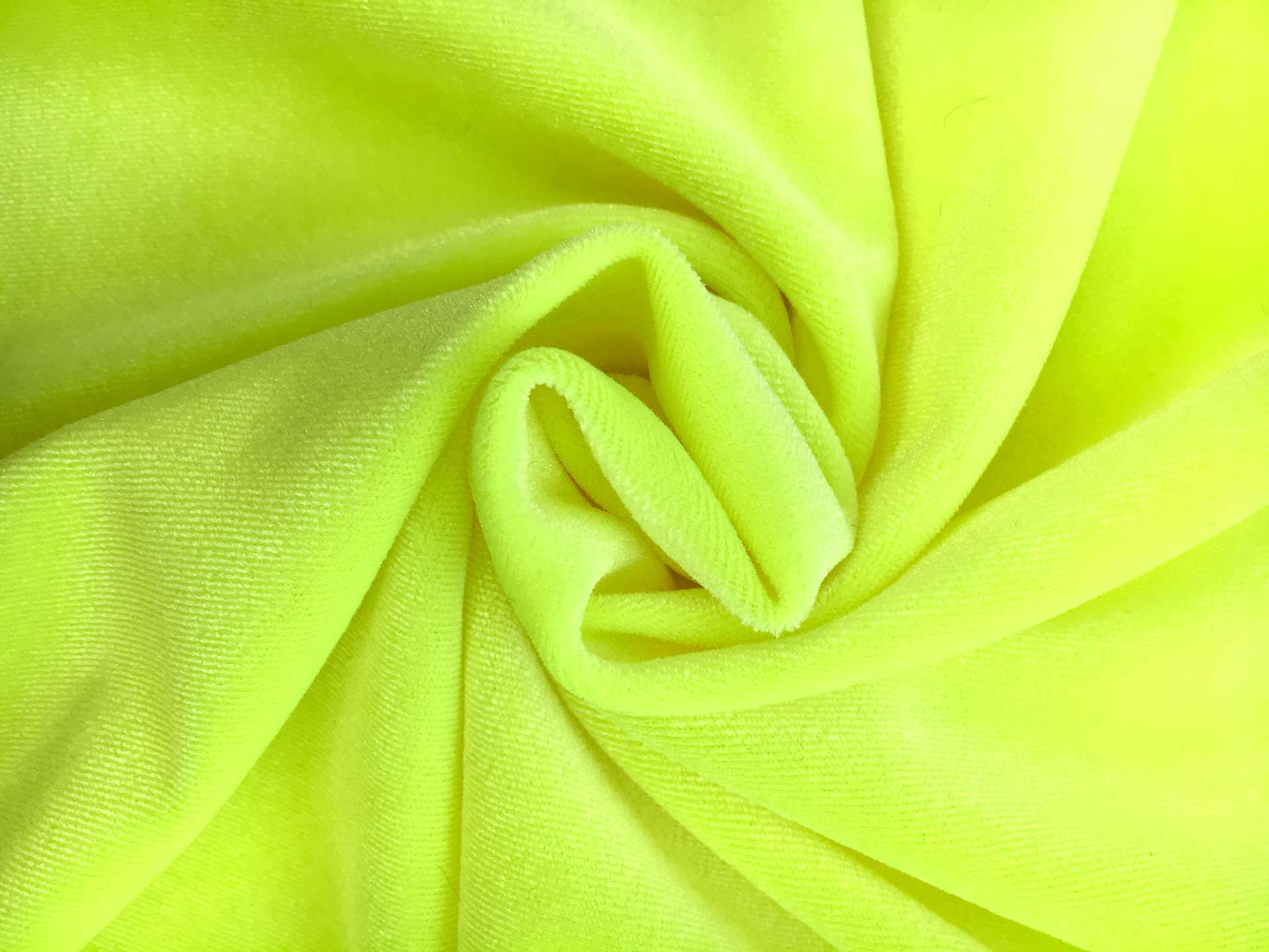 Polyester and Lycra Blend Stretch Velvet in Neon Yellow