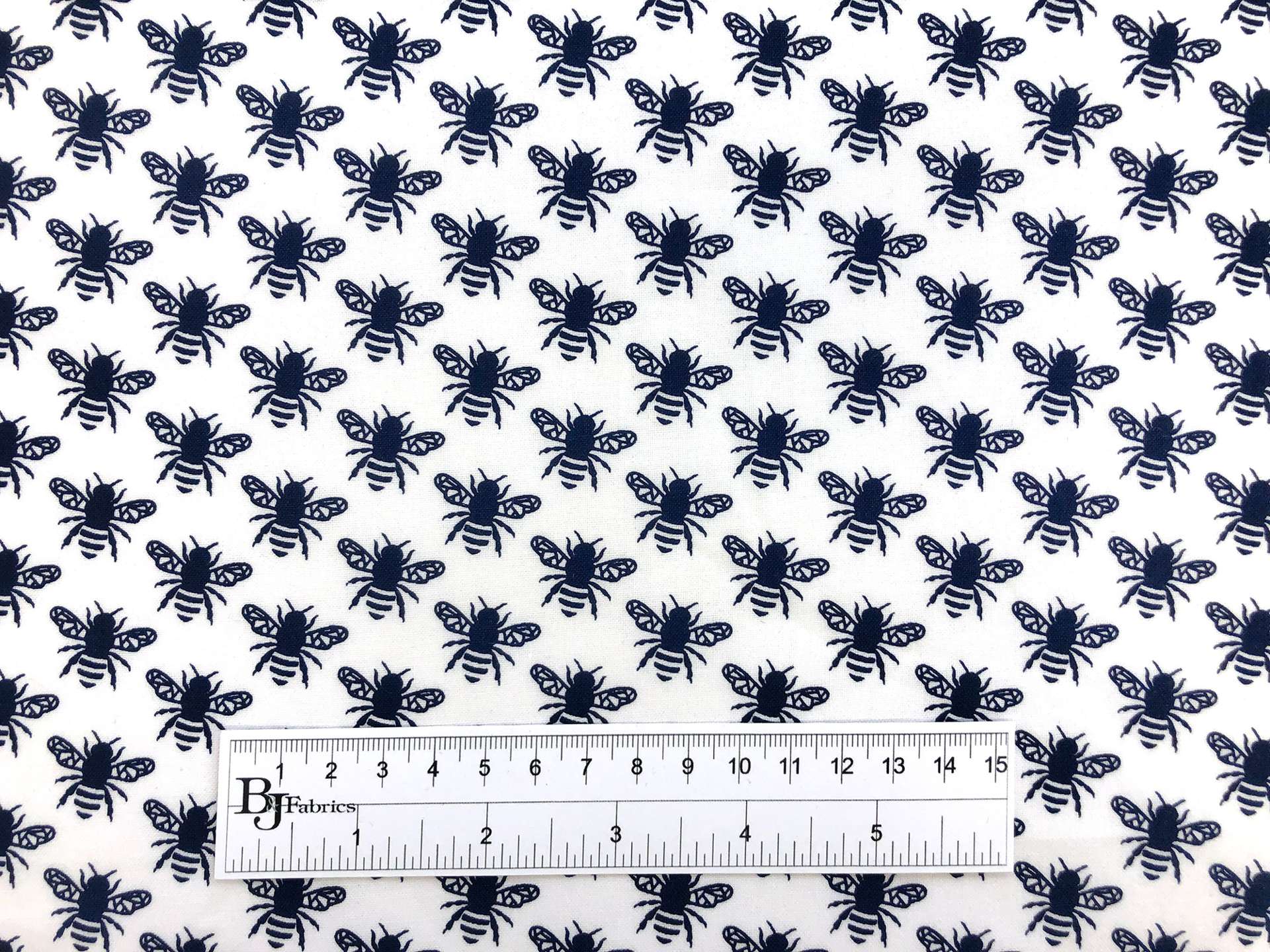 Cotton Broadcloth Print With Bees in Navy