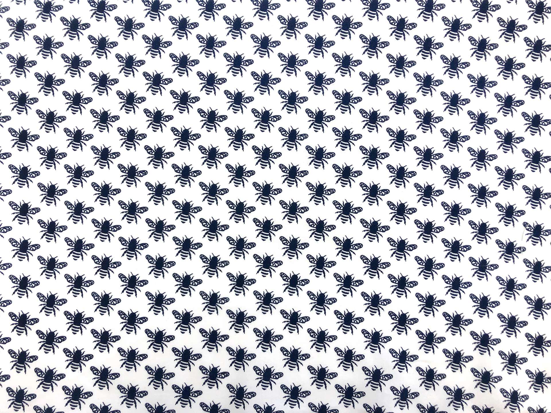 Cotton Broadcloth Print With Bees in Navy