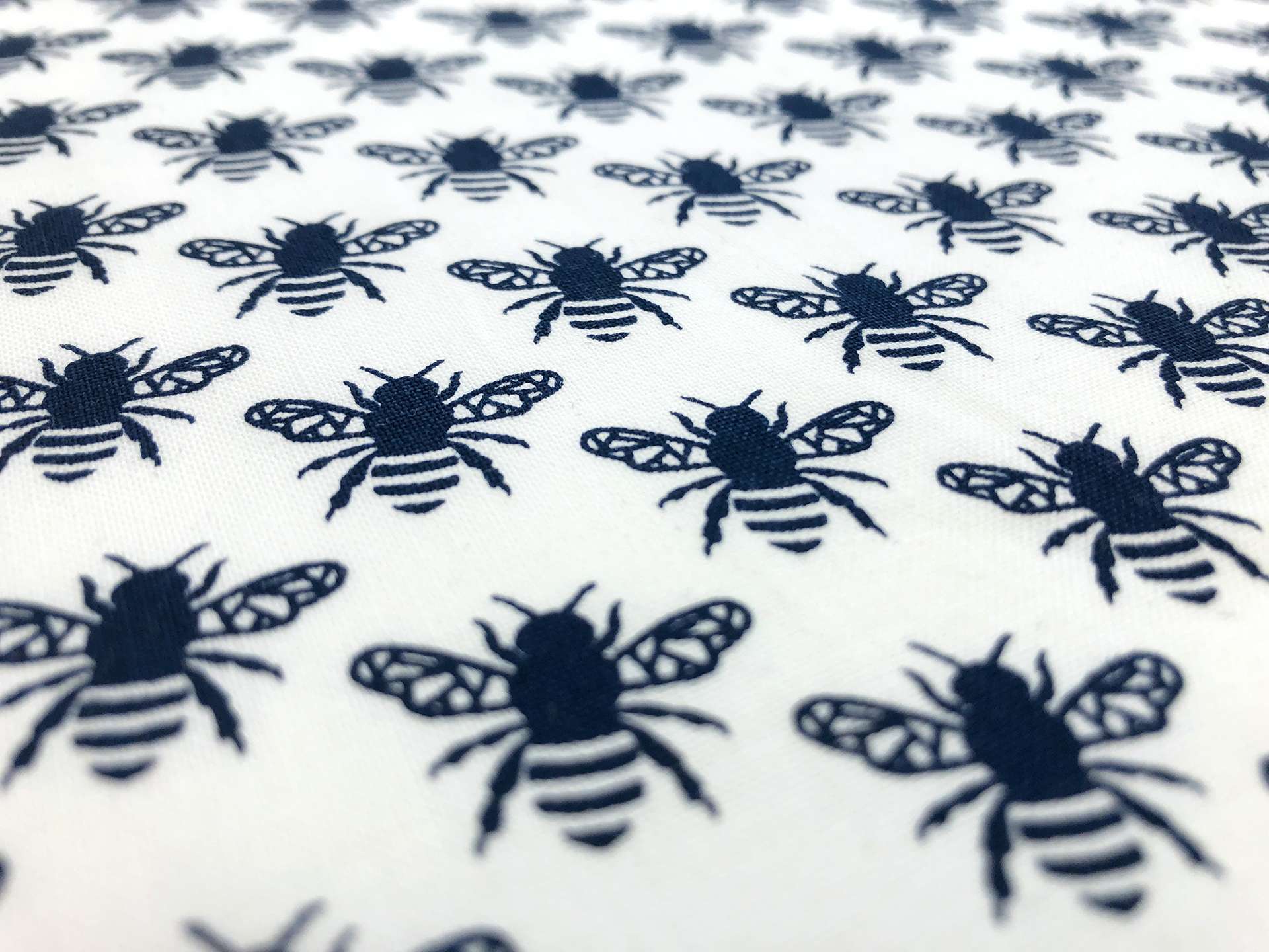 Cotton Broadcloth Print With Bees in Navy