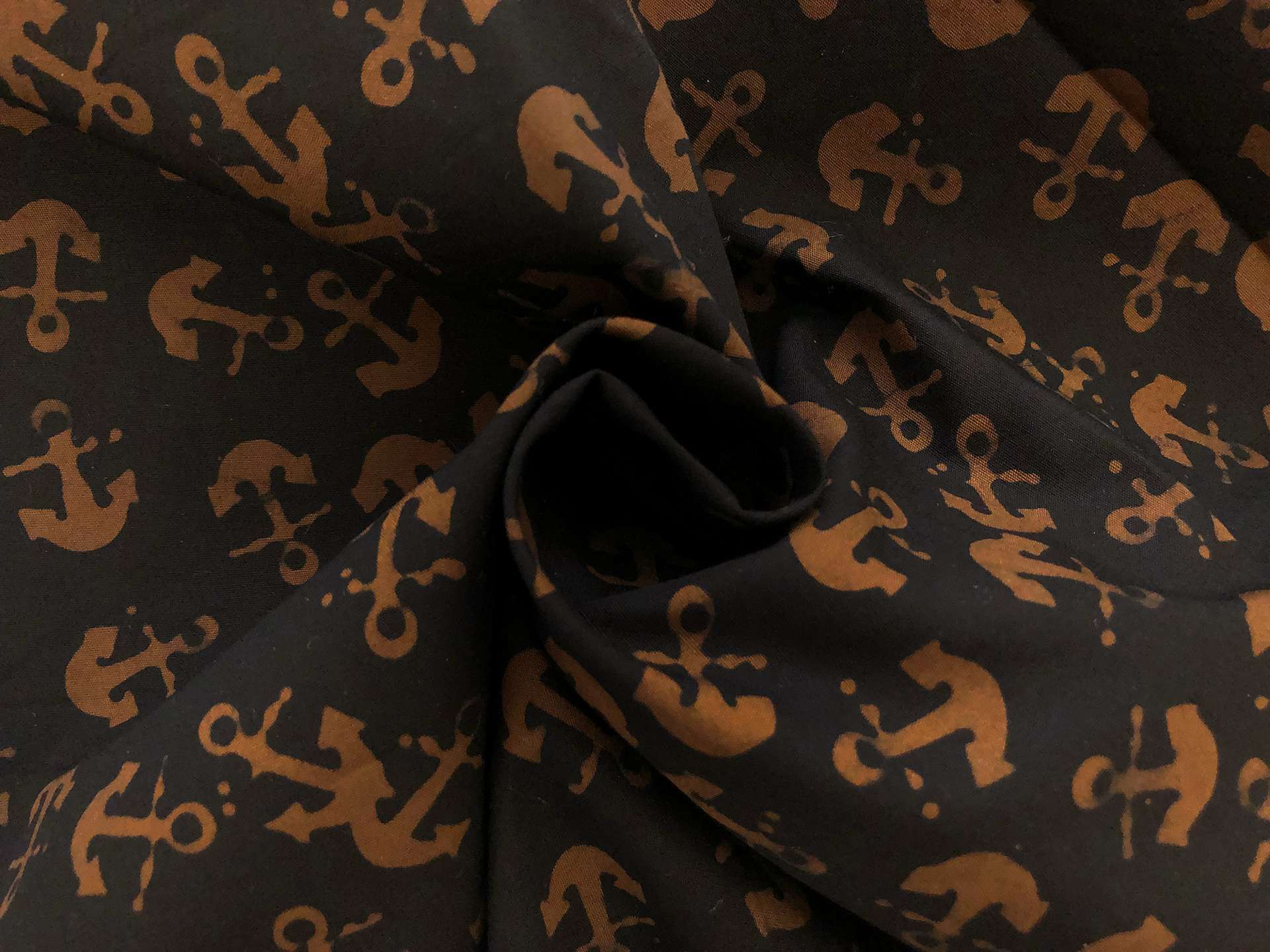 Cotton Batik With Nautical Anchors Motif