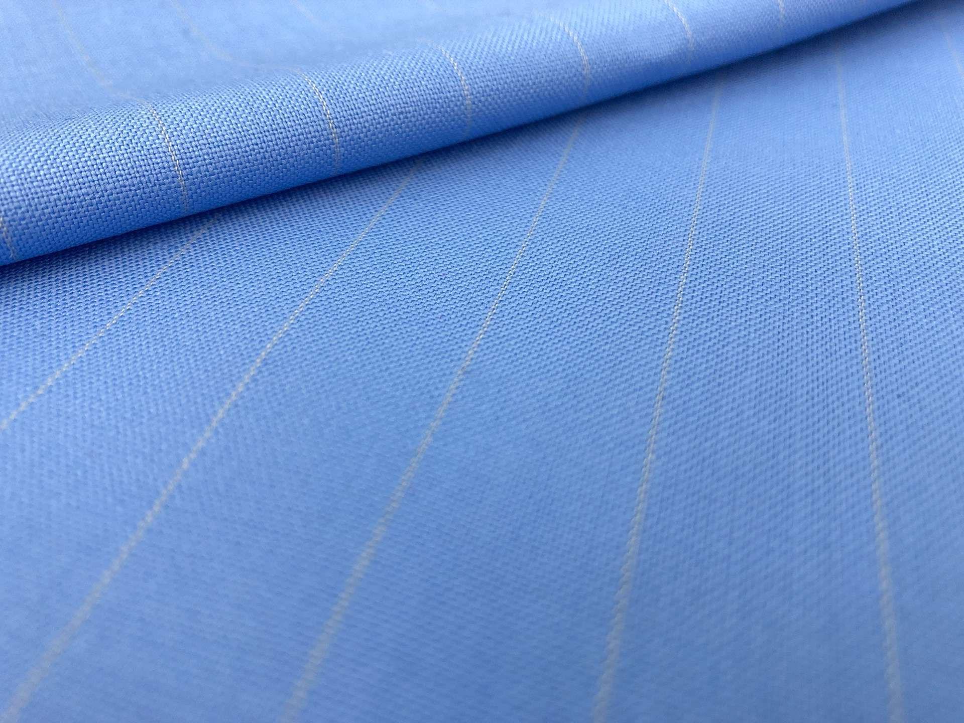 Italian Stretch Wool Stripe Suiting in Periwinkle