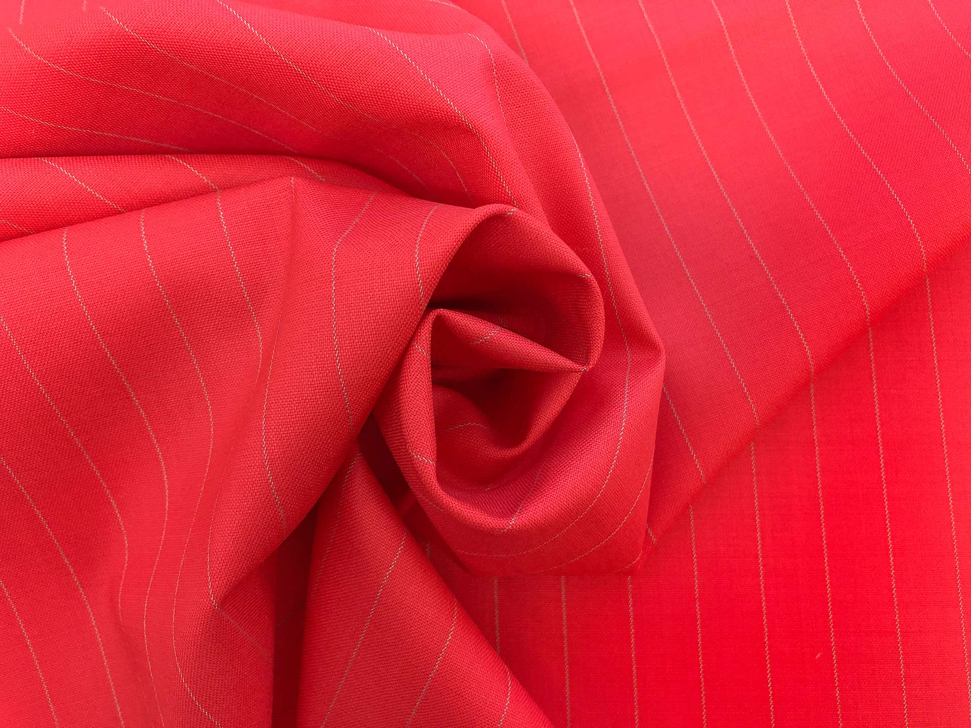 Italian Stretch Wool Stripe Suiting in Coral