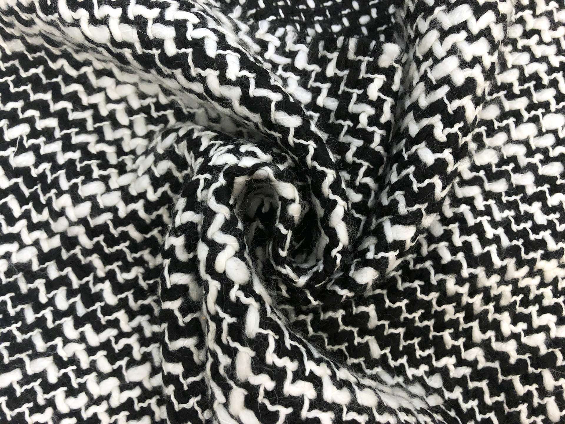 Italian Wool Blend Tweed in Black and White