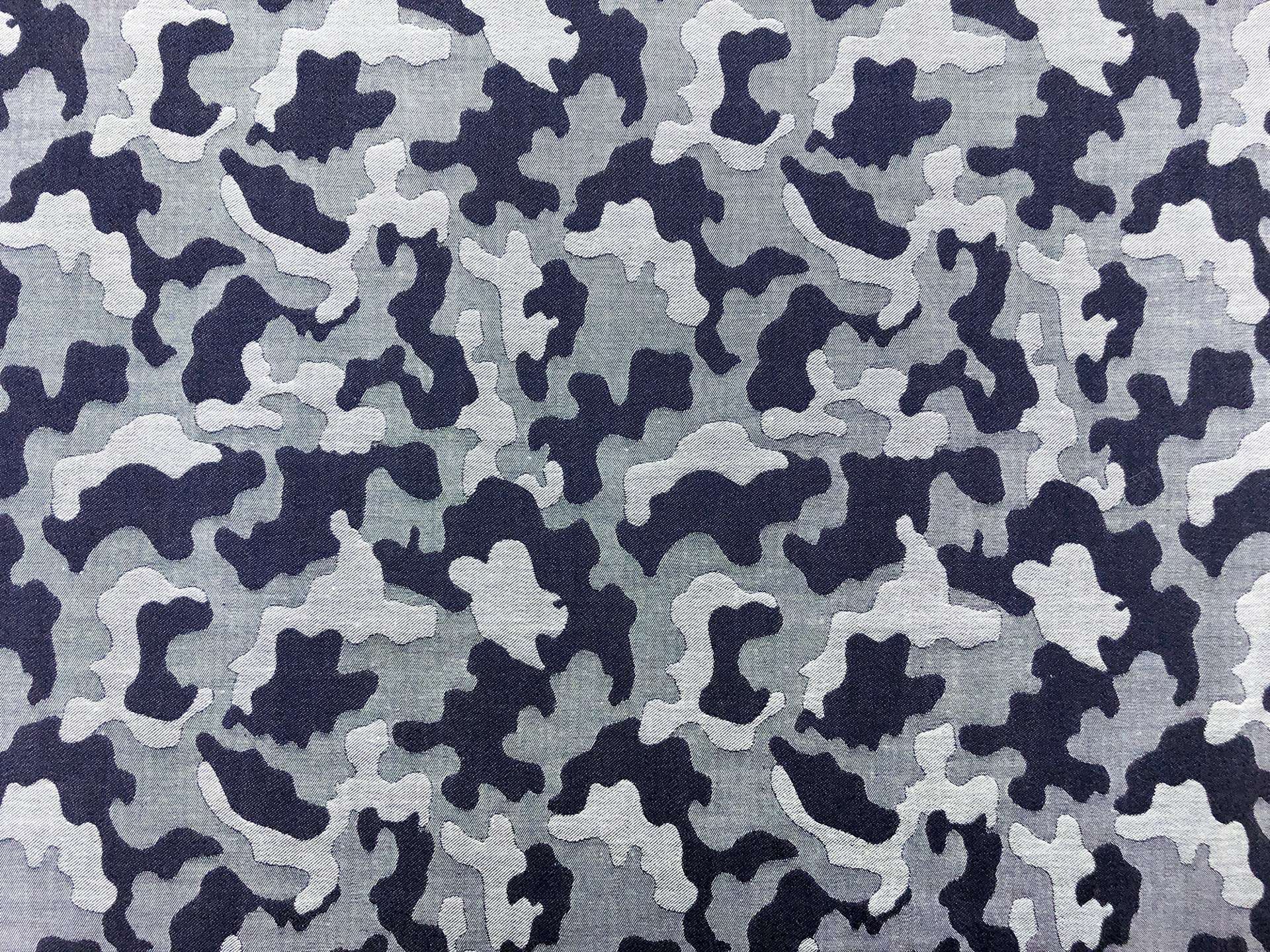 Cotton Camouflage Jacquard in Navy Grey