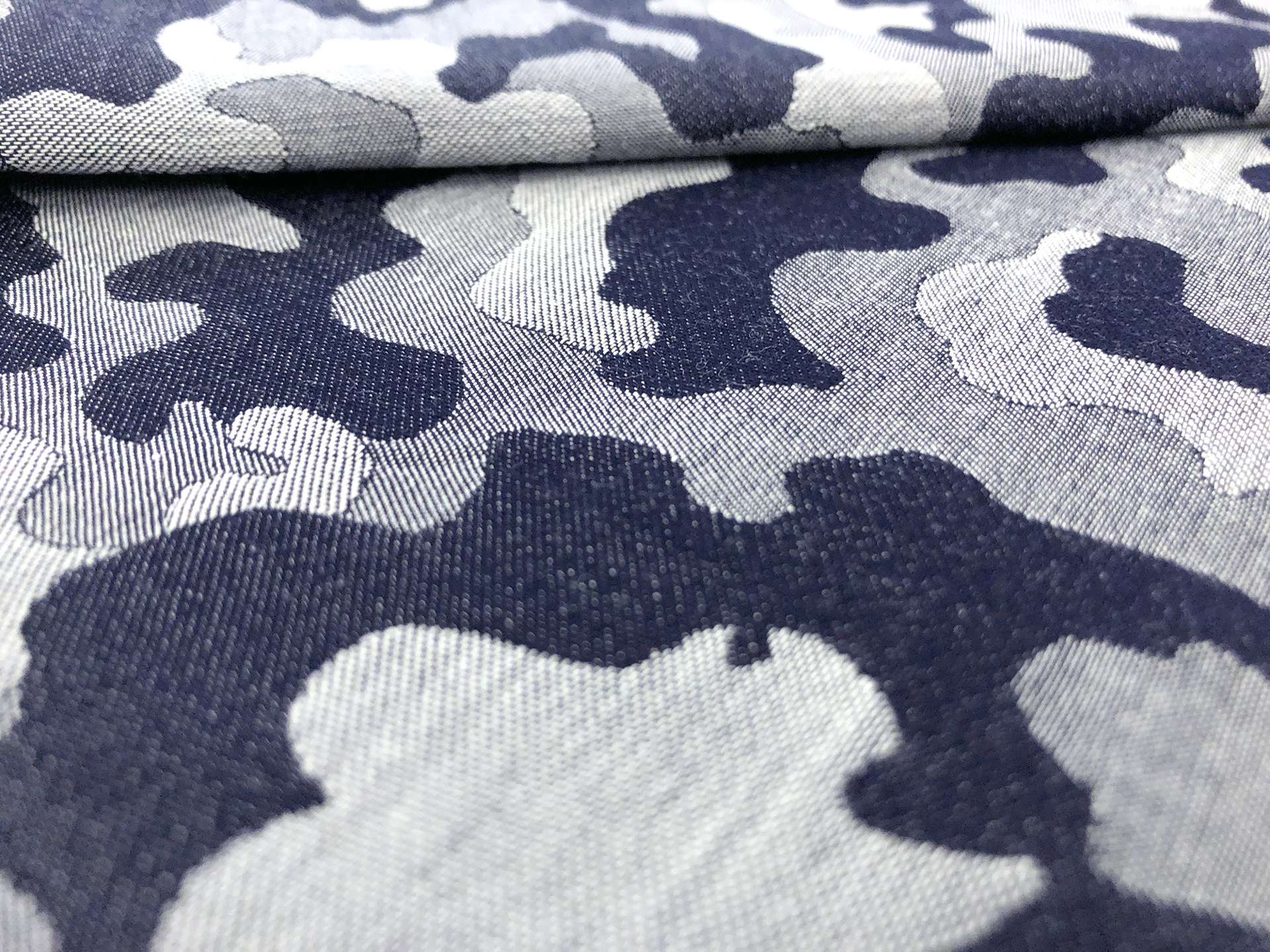 Cotton Camouflage Jacquard in Navy Grey
