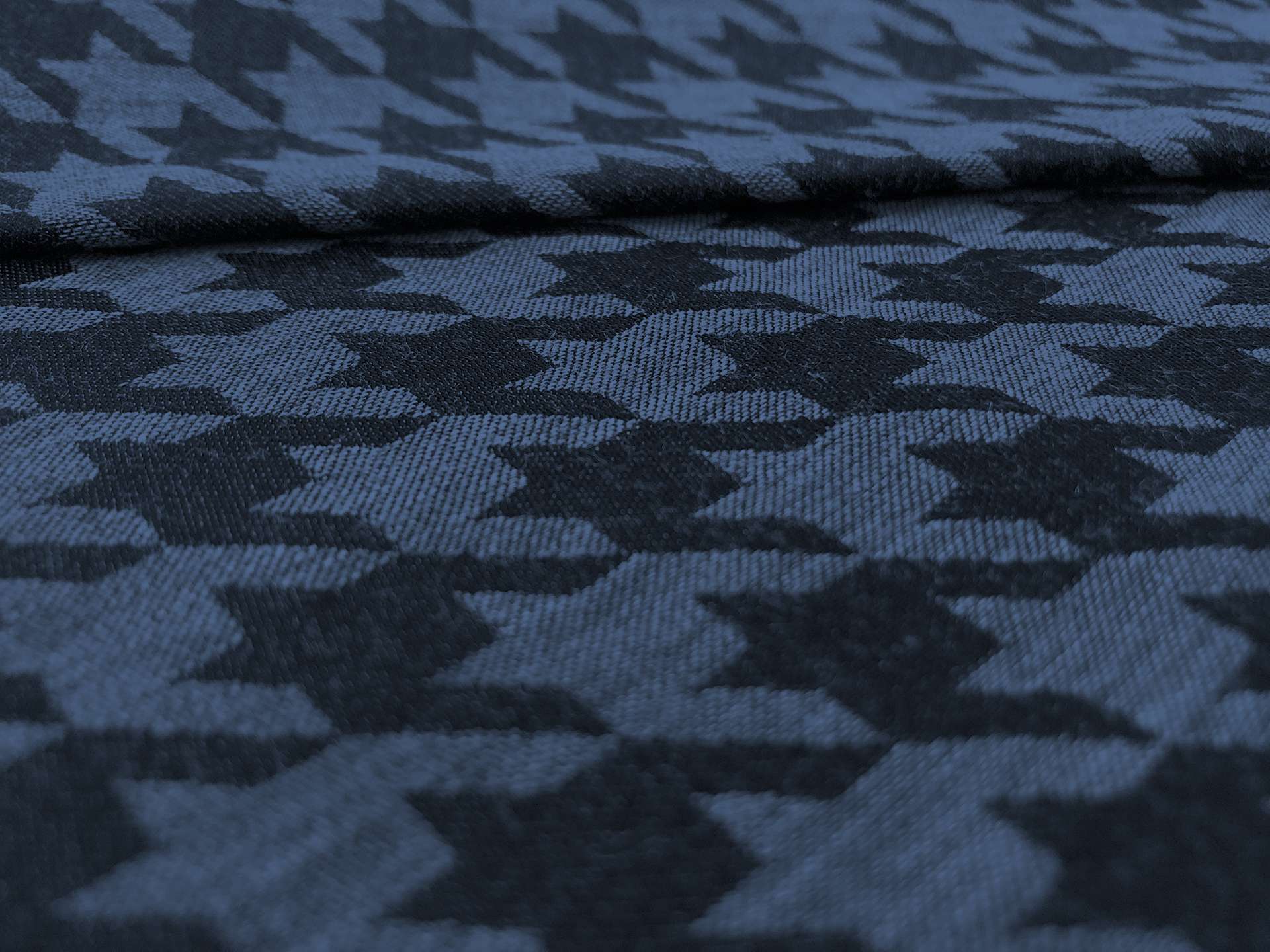 Cotton Houndstooth Jacquard in Ink Black