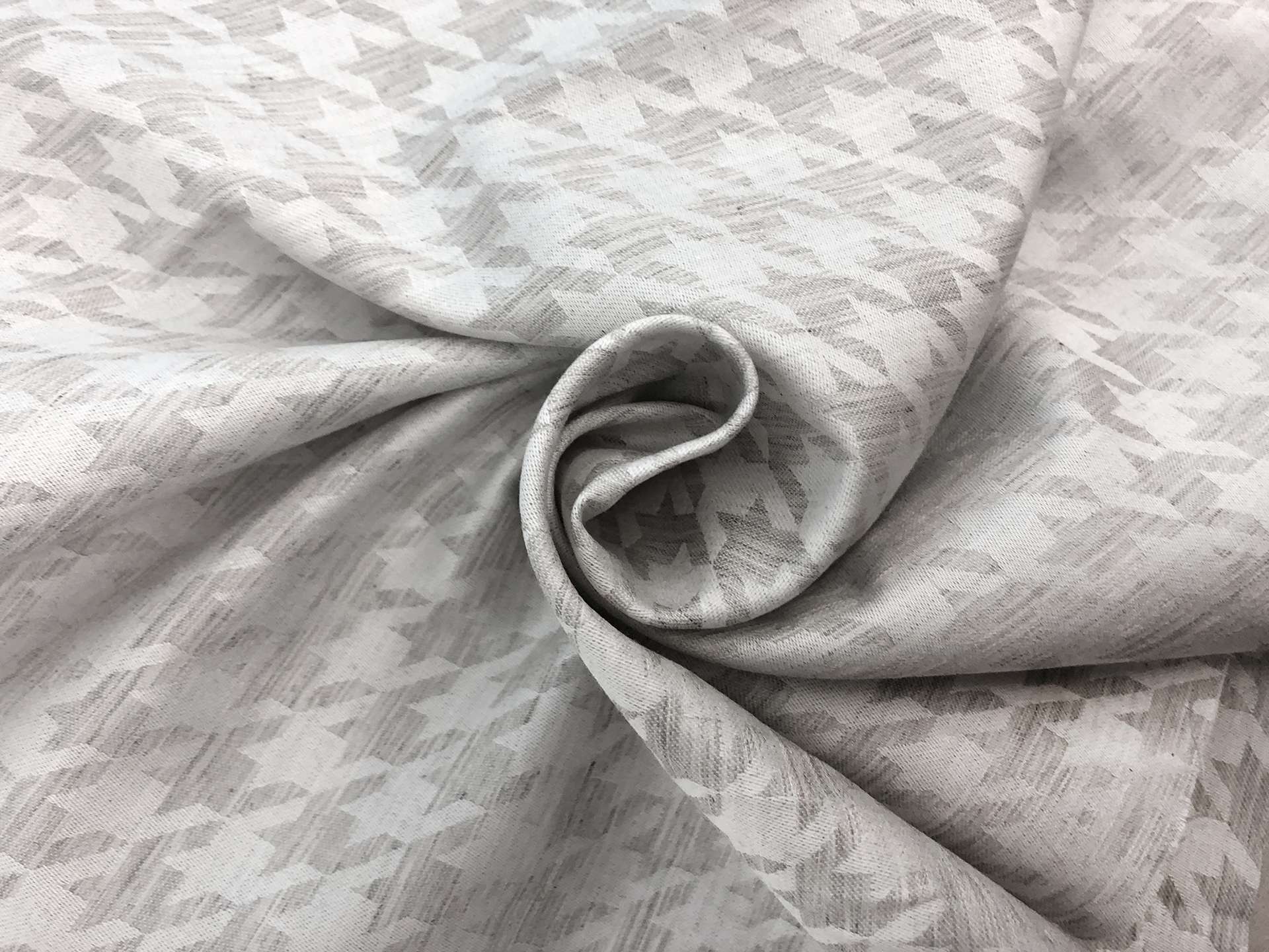 Cotton Houndstooth Jacquard in Light Grey