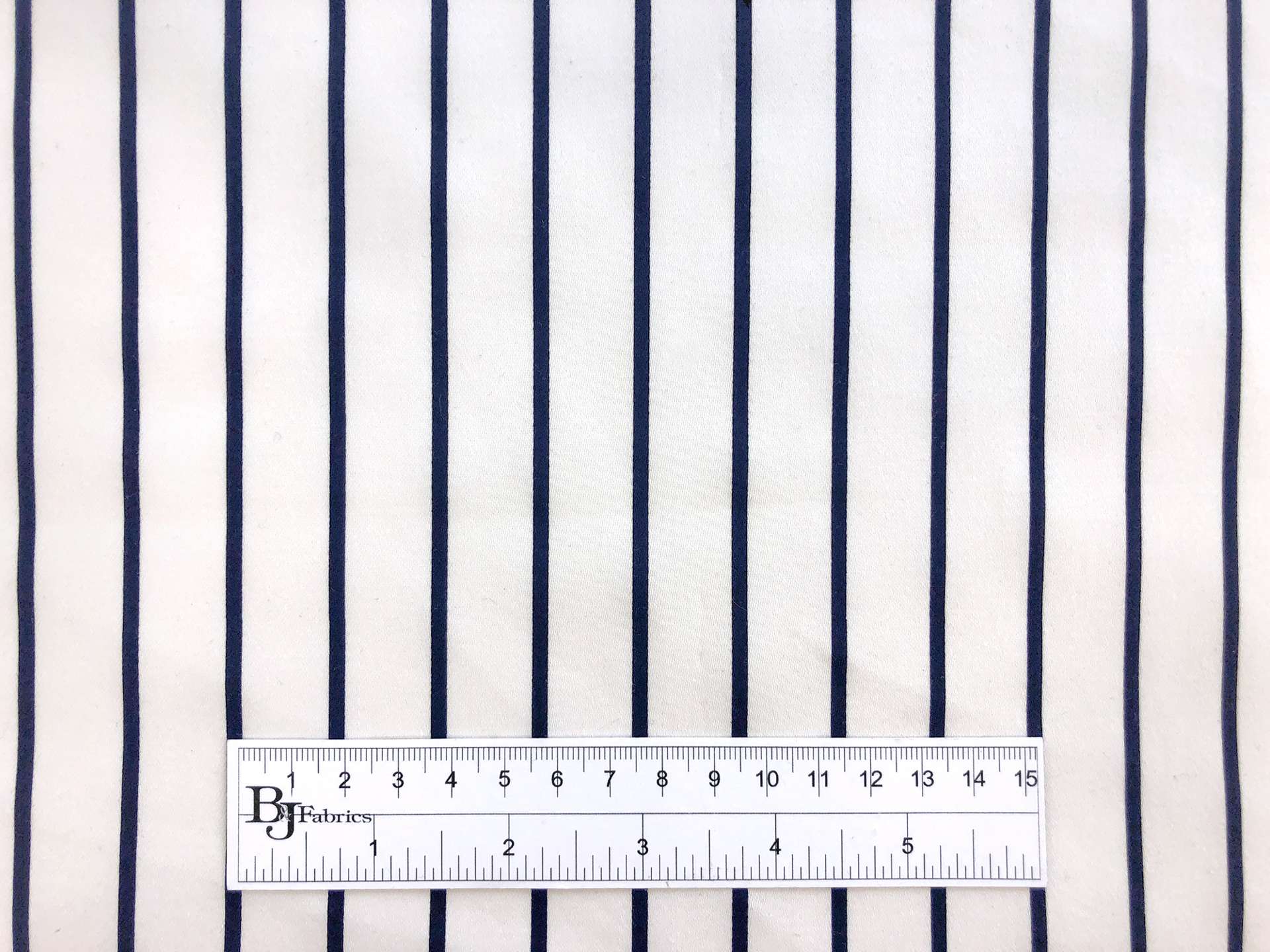 Stretch Cotton Sateen Stripe in White and Navy