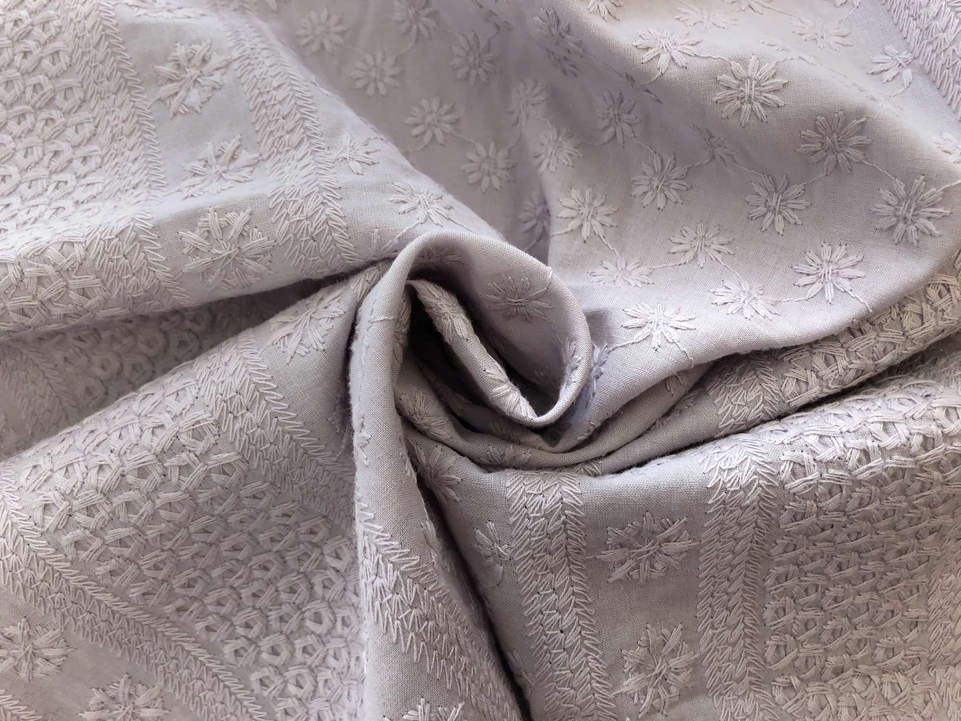 Cotton Eyelet in Silver Taupe