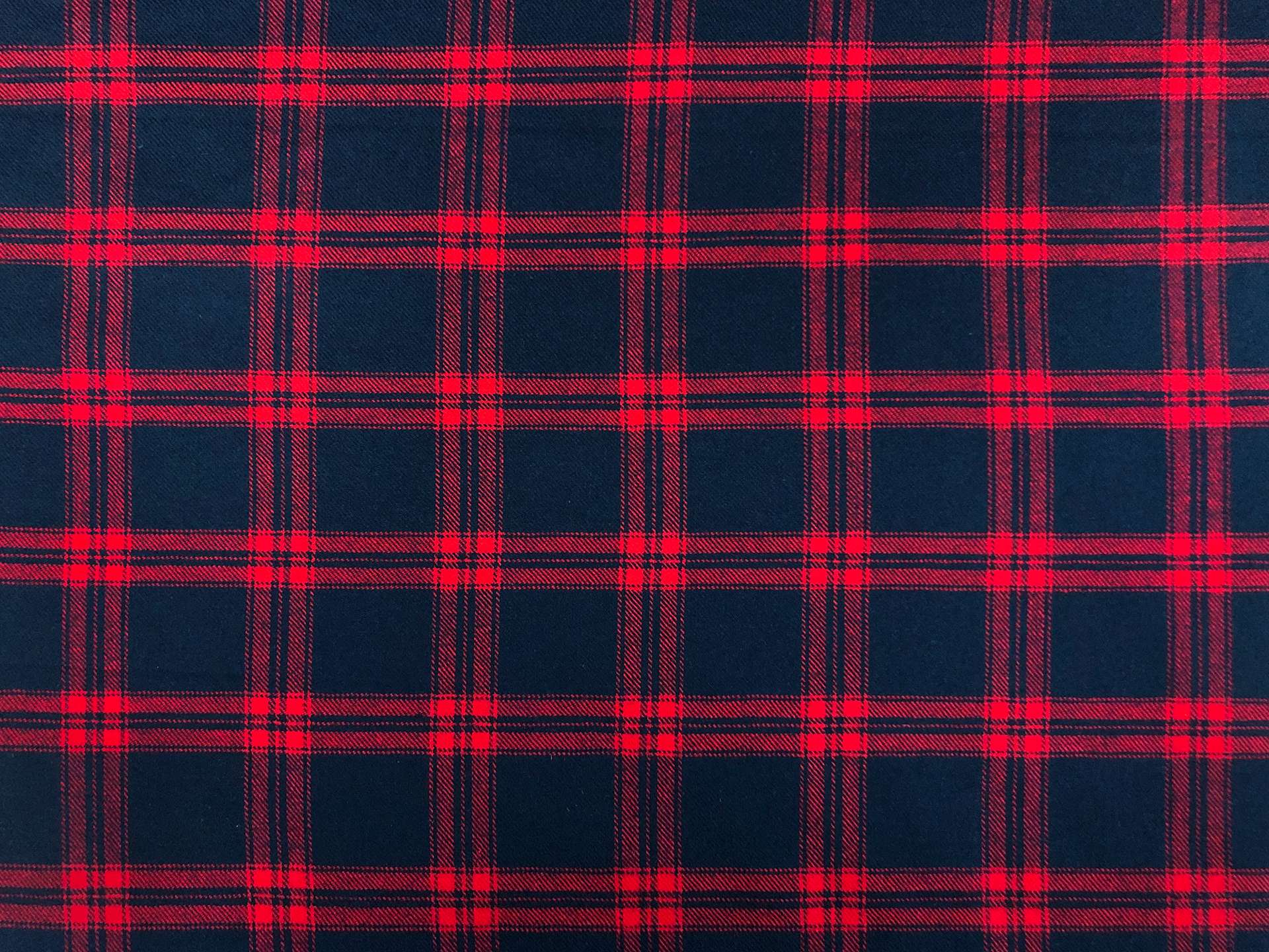 Cotton Flannel Plaid in Red and Navy