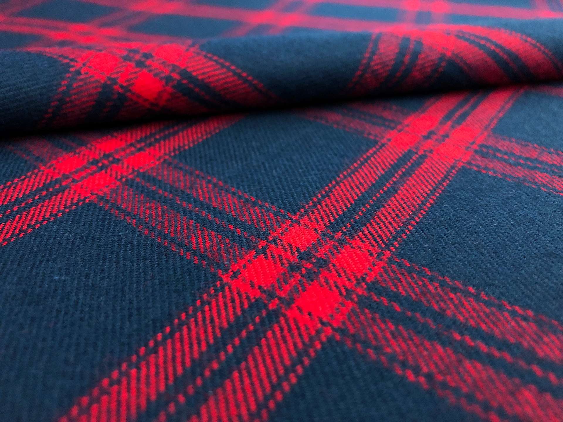 Cotton Flannel Plaid in Red and Navy