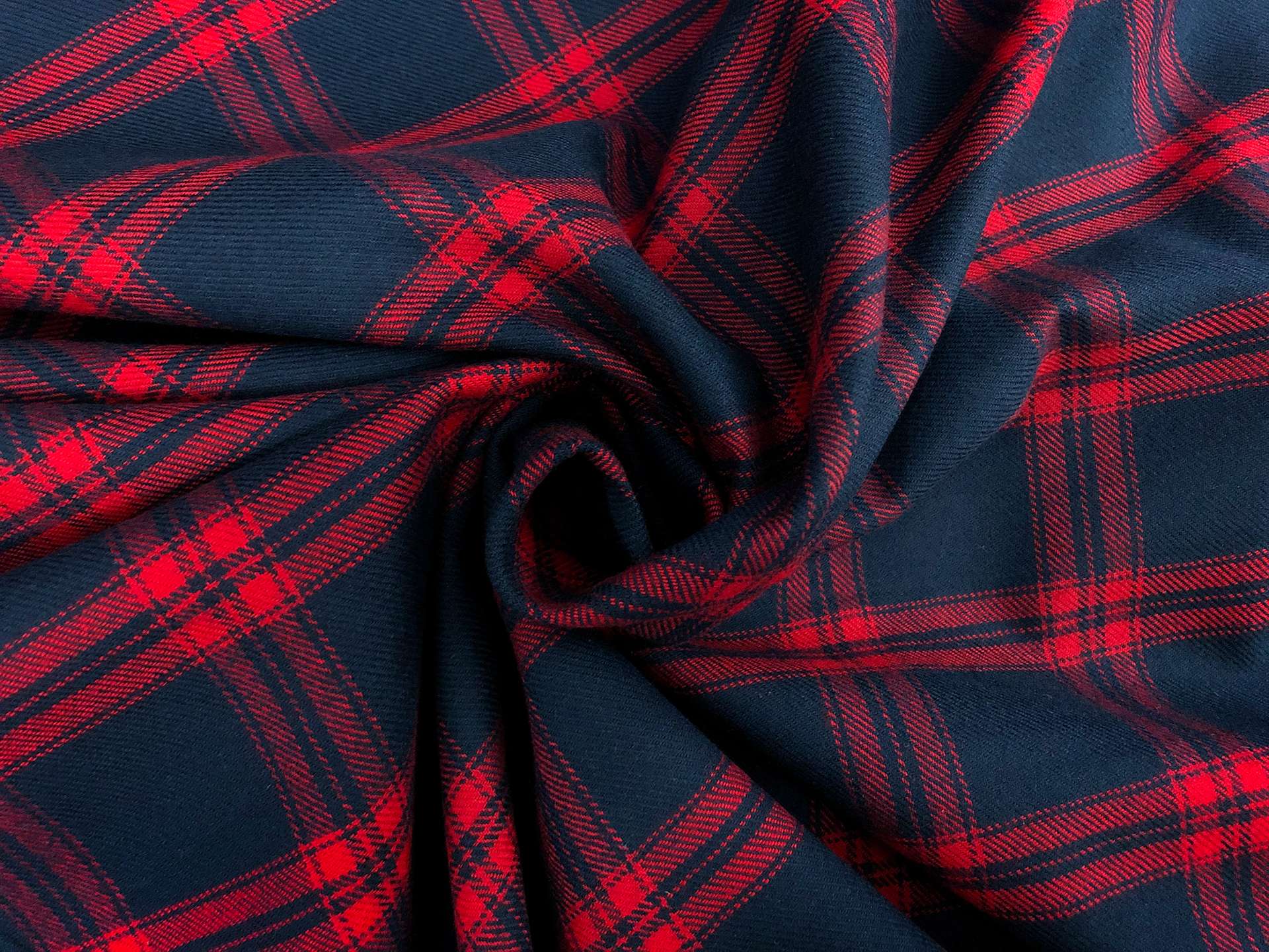 Cotton Flannel Plaid in Red and Navy