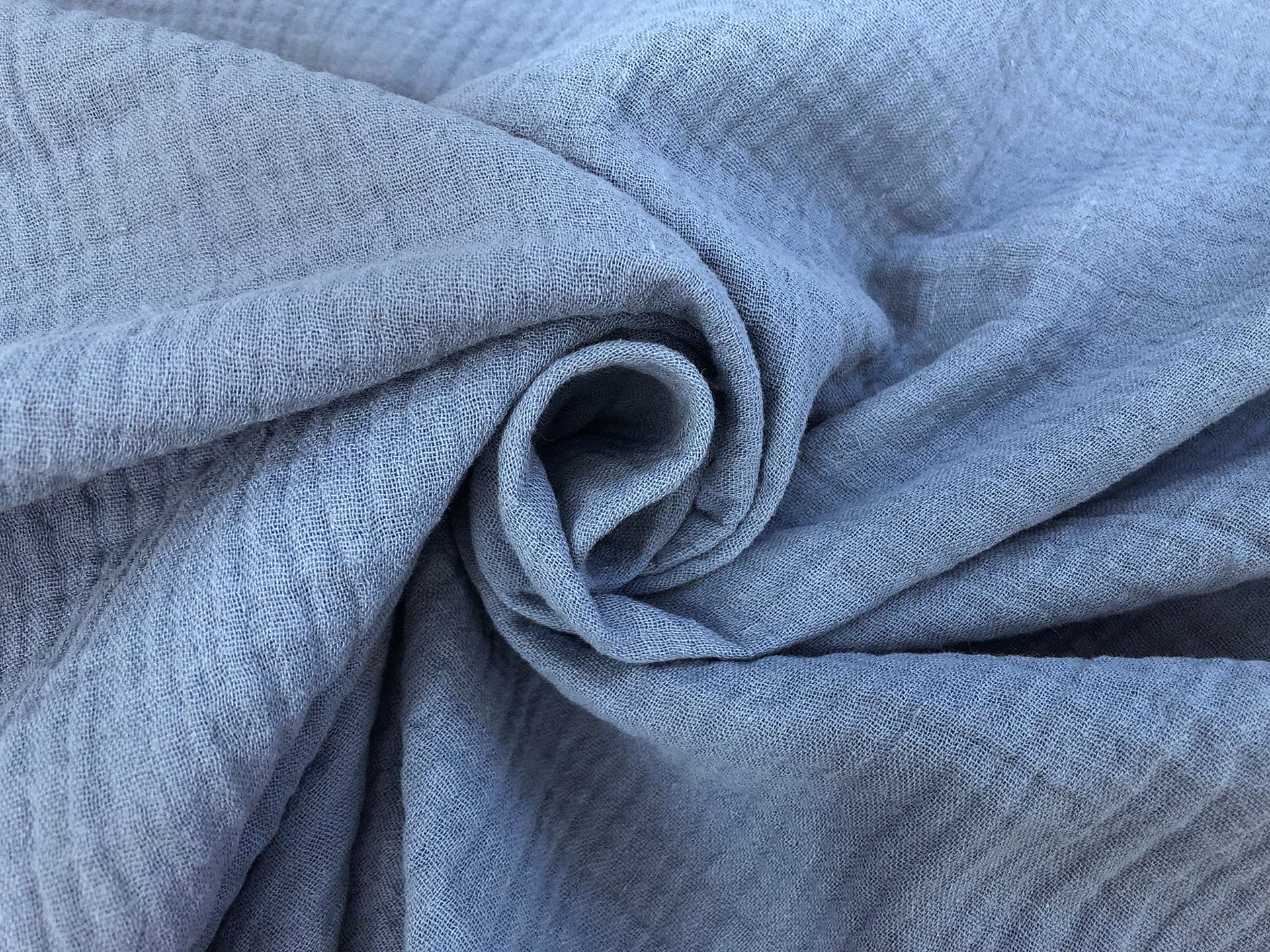Cotton Double Gauze in Denim Blue