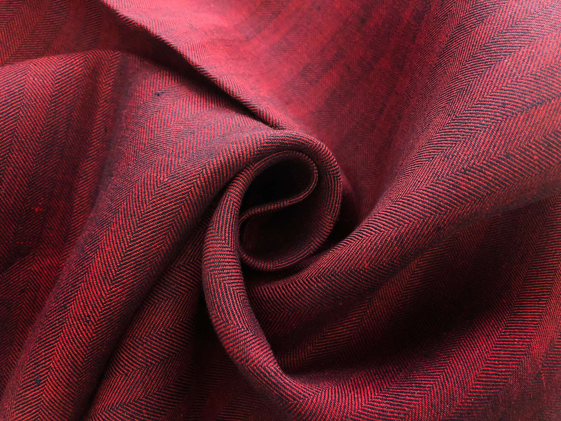 Irish Two Toned Linen Herringbone in Red