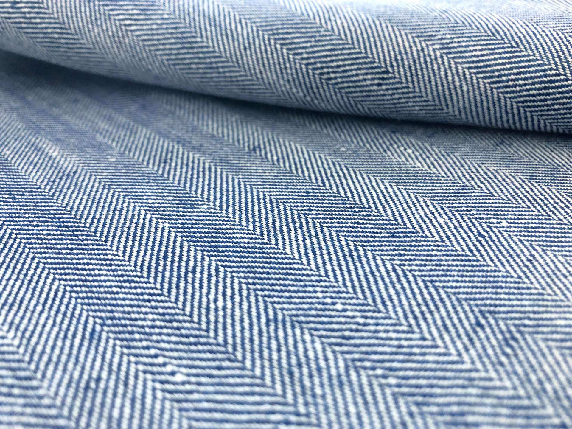 Two Toned Linen Herringbone in Blue