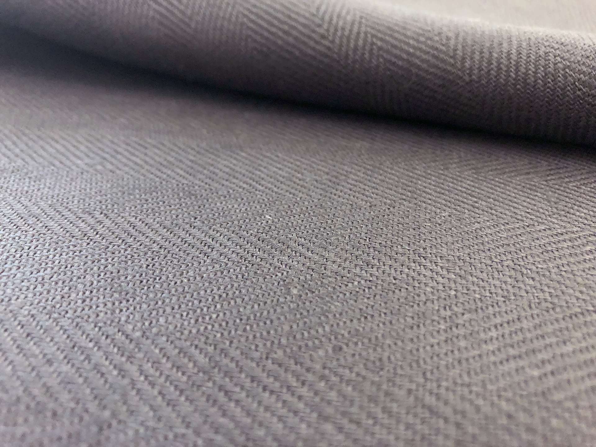 Upholstery Linen Herringbone in Smoke Grey
