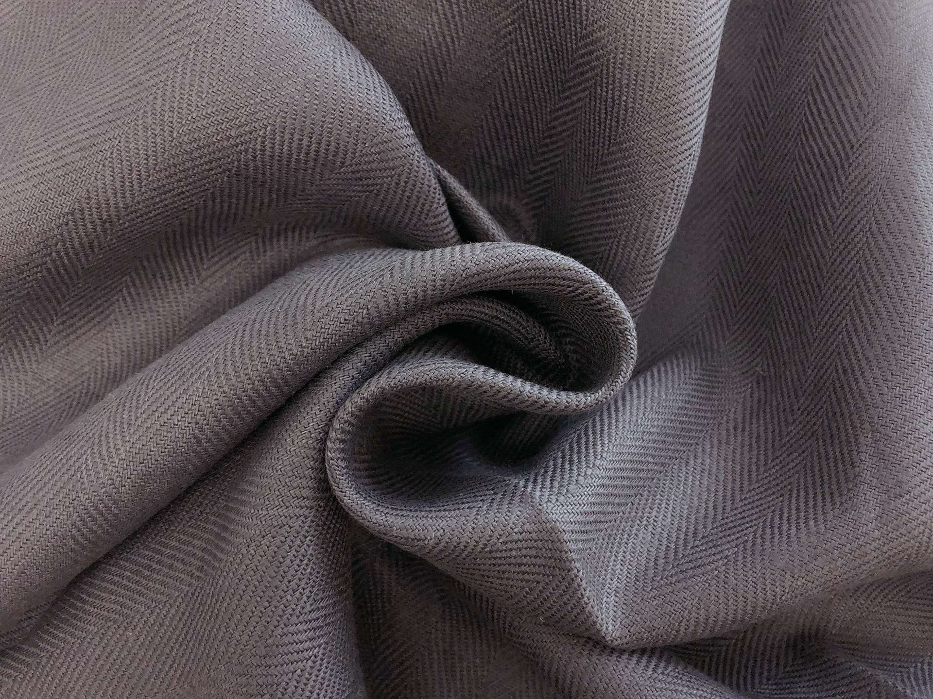 Upholstery Linen Herringbone in Smoke Grey