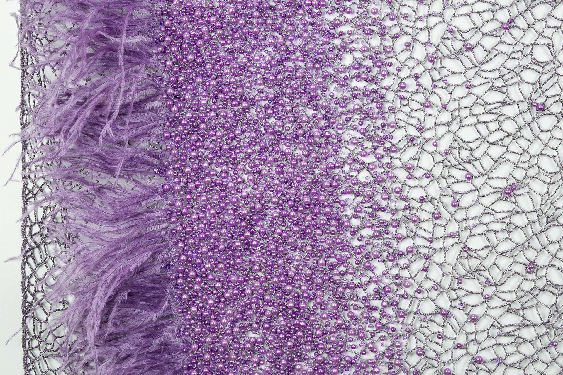 Beaded Mesh with Feathered Border in Purple