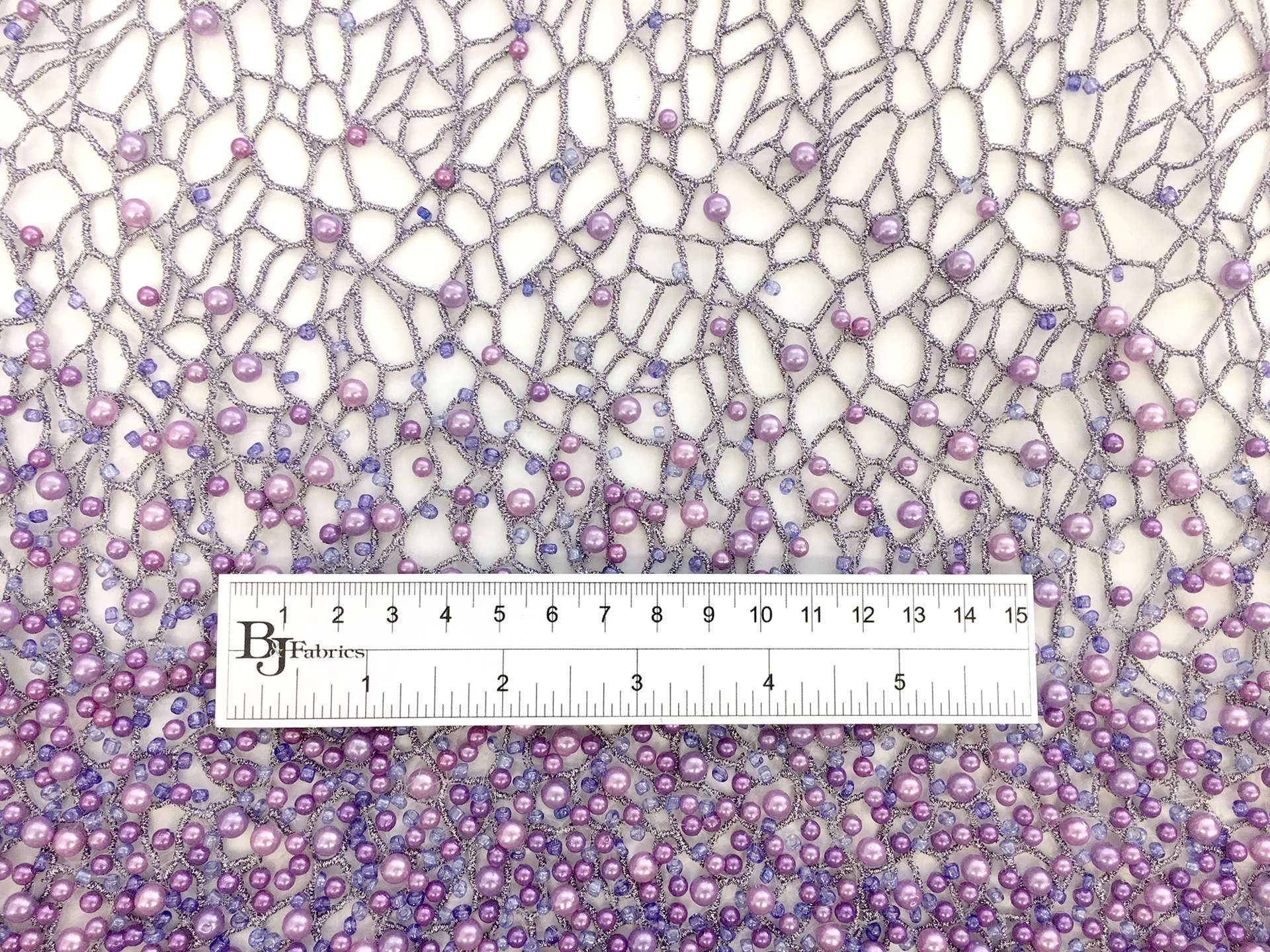 Beaded Mesh with Feathered Border in Purple