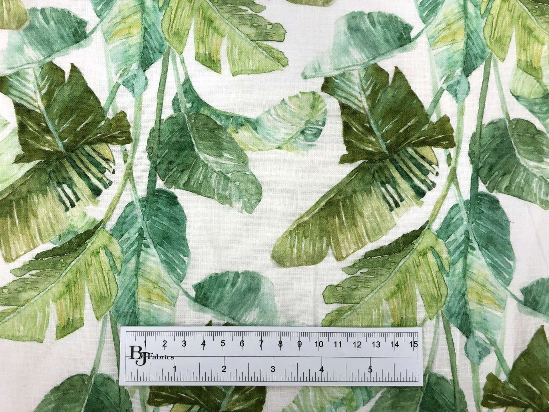 Linen Handkerchief with Tropical Palm Leaves Print
