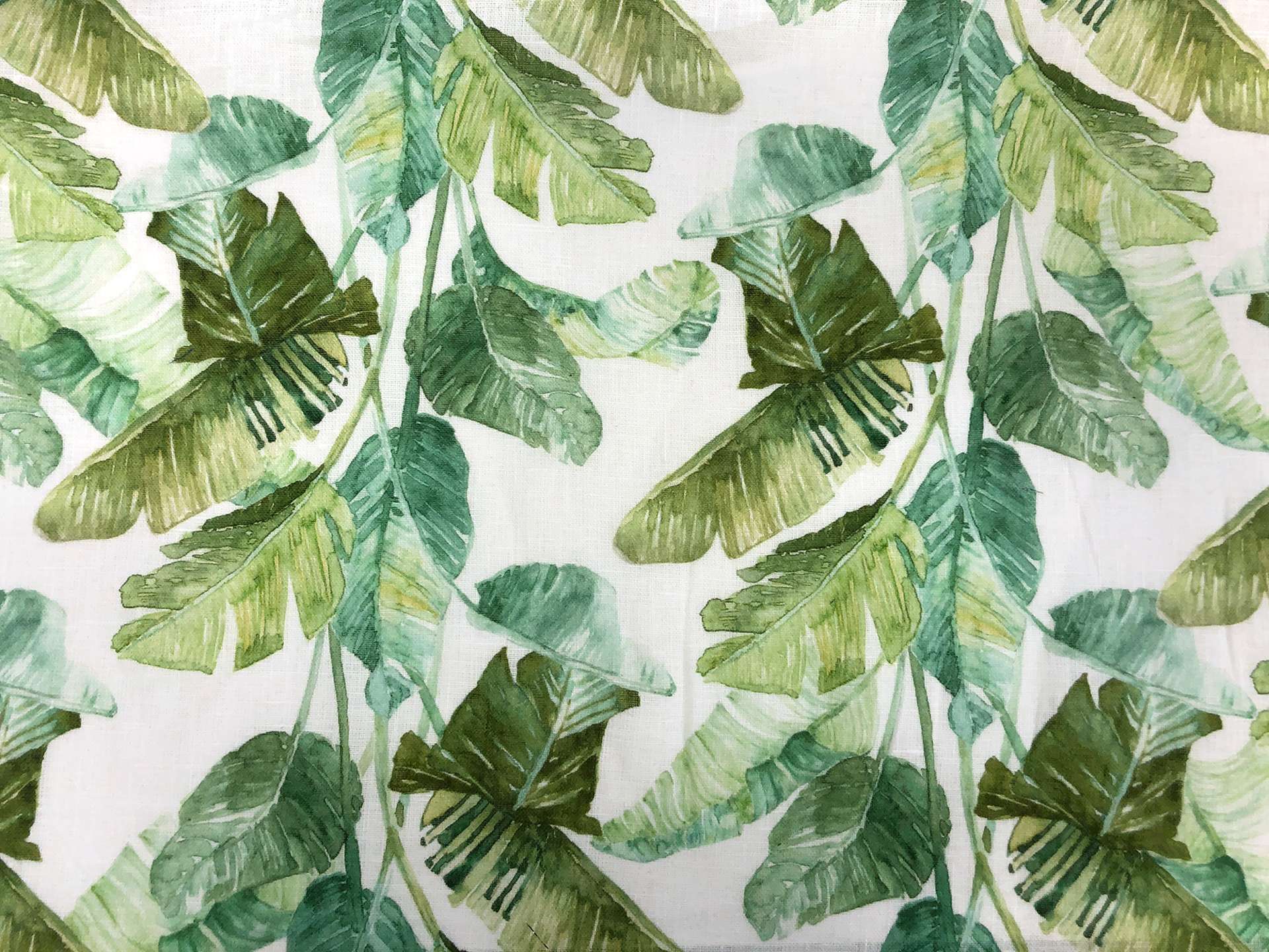 Linen Handkerchief with Tropical Palm Leaves Print