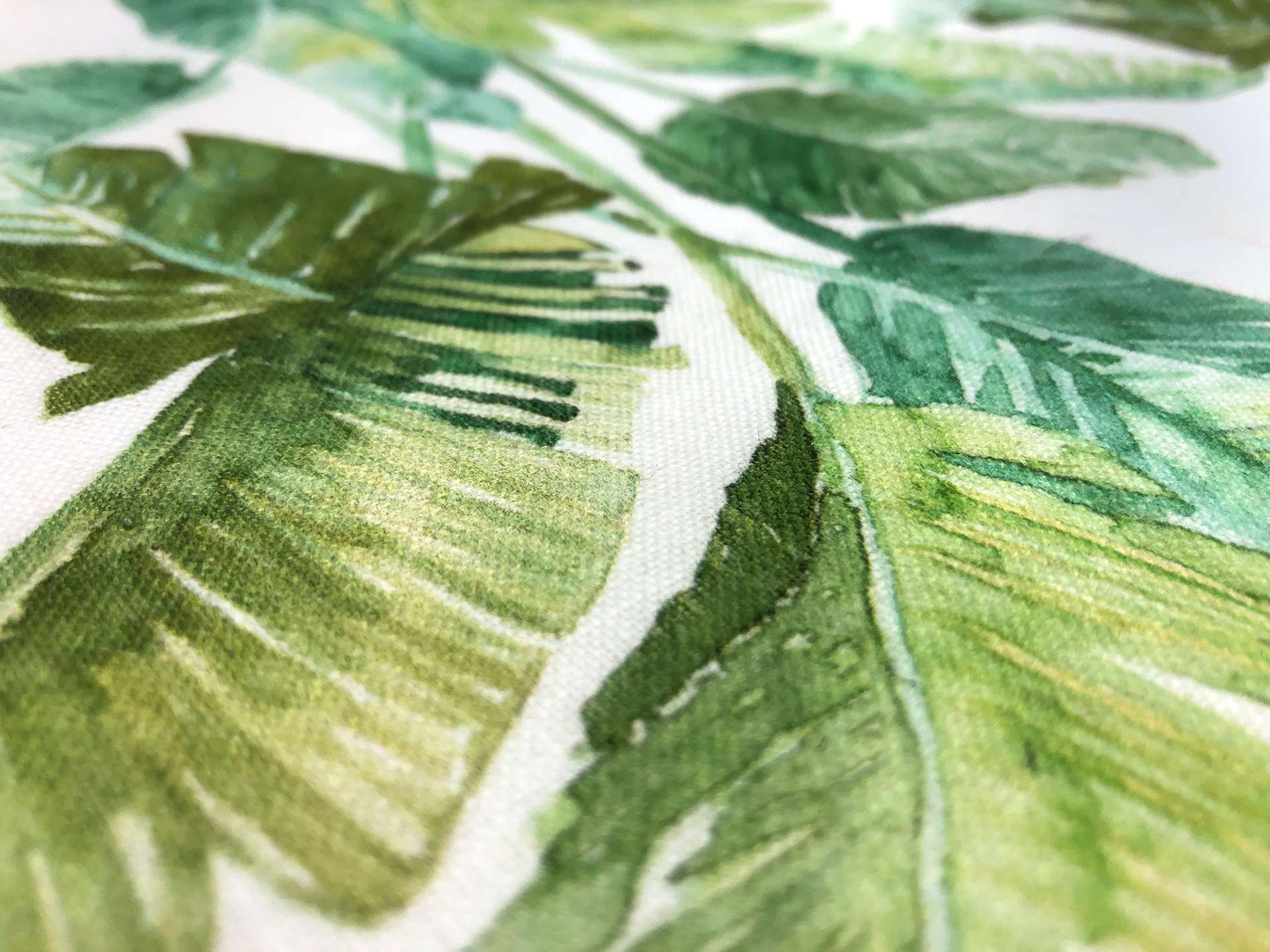 Linen Handkerchief with Tropical Palm Leaves Print