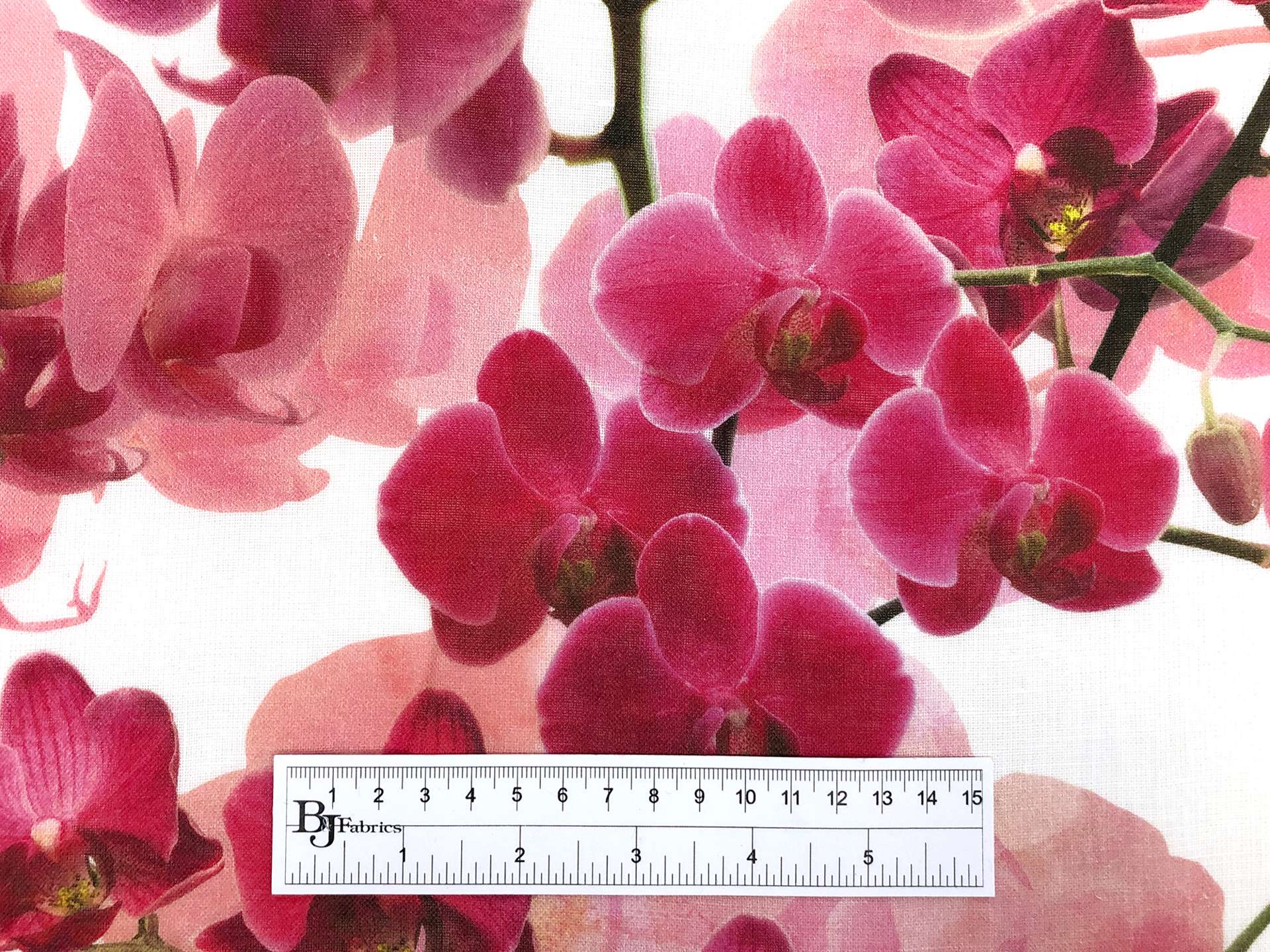 Linen Handkerchief with Tropical Orchids Print