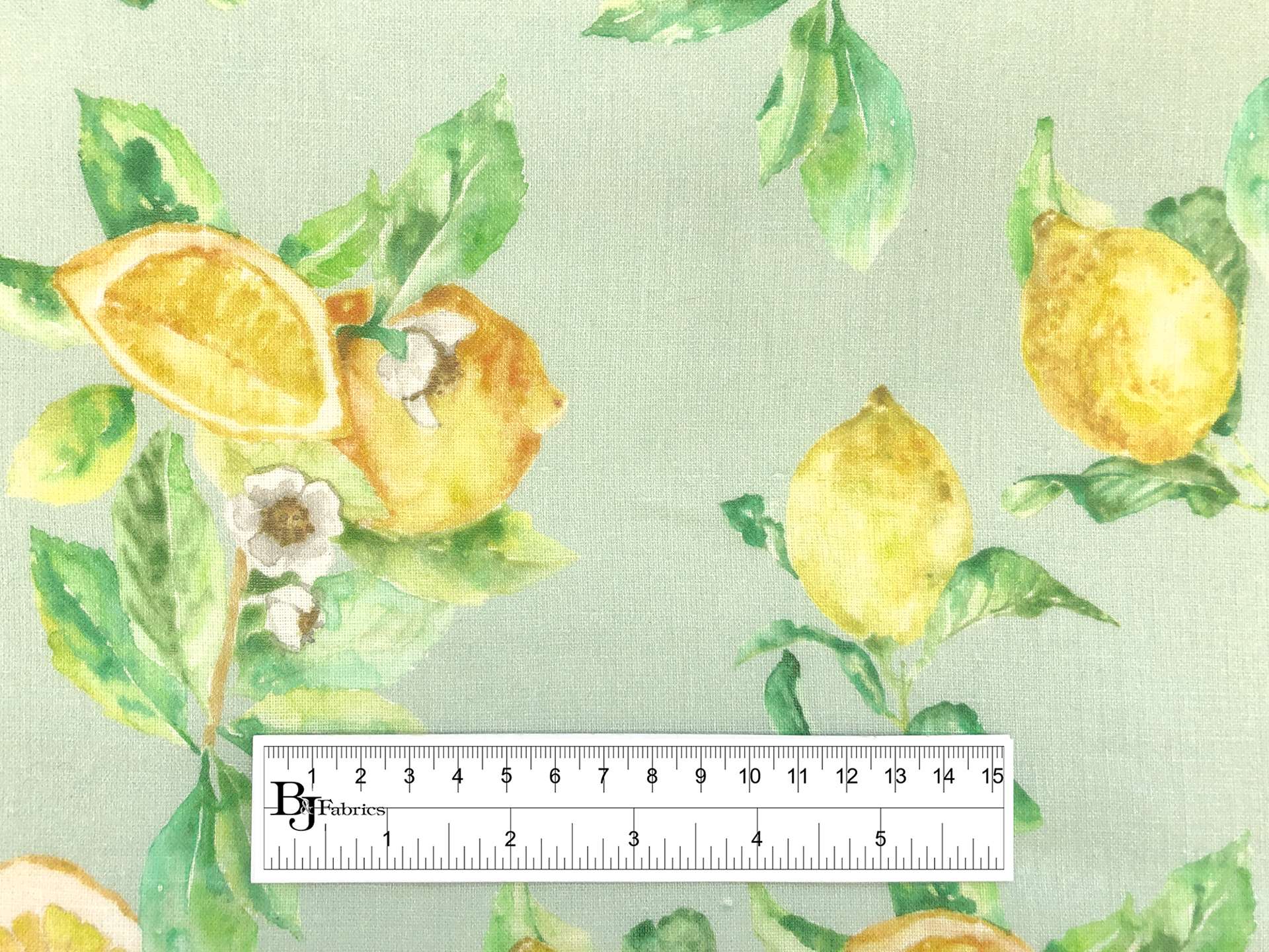 Linen Handkerchief with Tropical Lemons Print