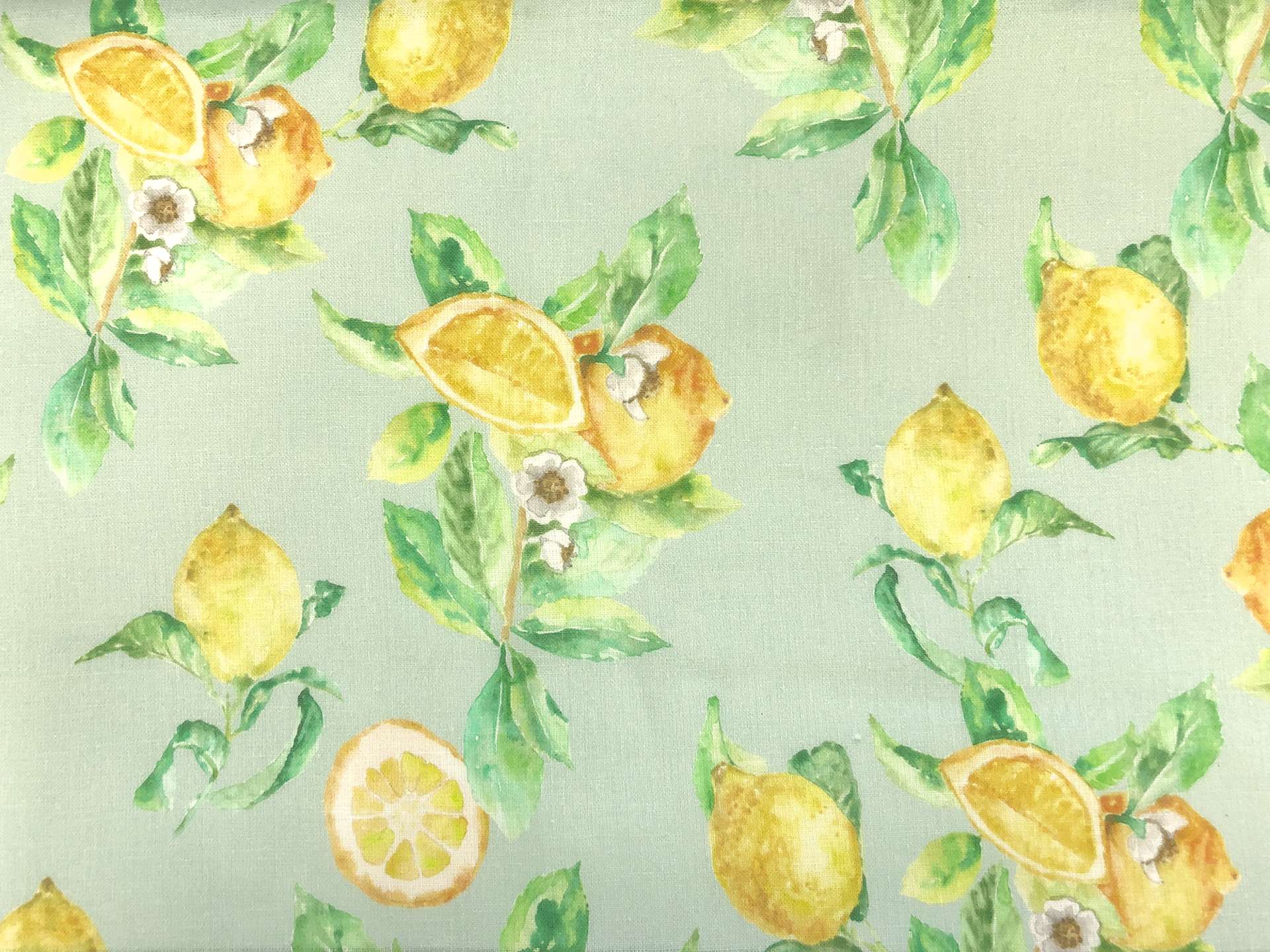 Linen Handkerchief with Tropical Lemons Print
