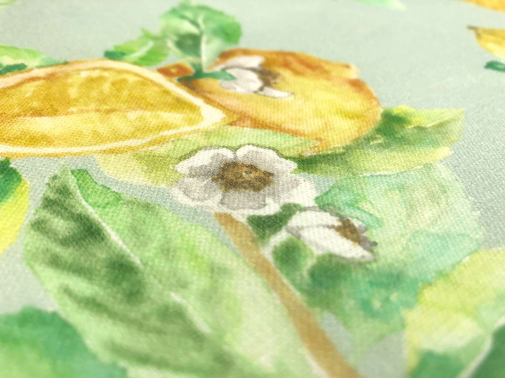 Linen Handkerchief with Tropical Lemons Print