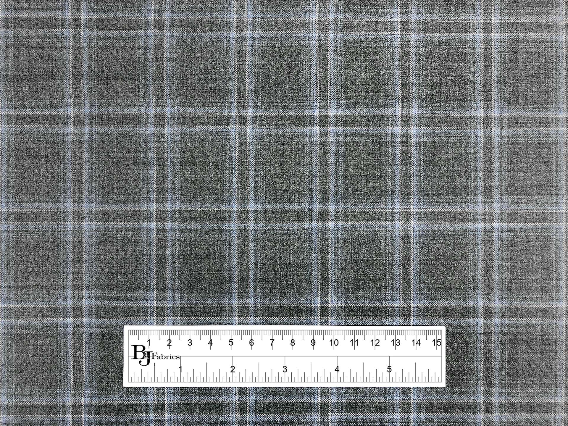 Wool Super 130s Windowpane Plaid Suiting in Grey