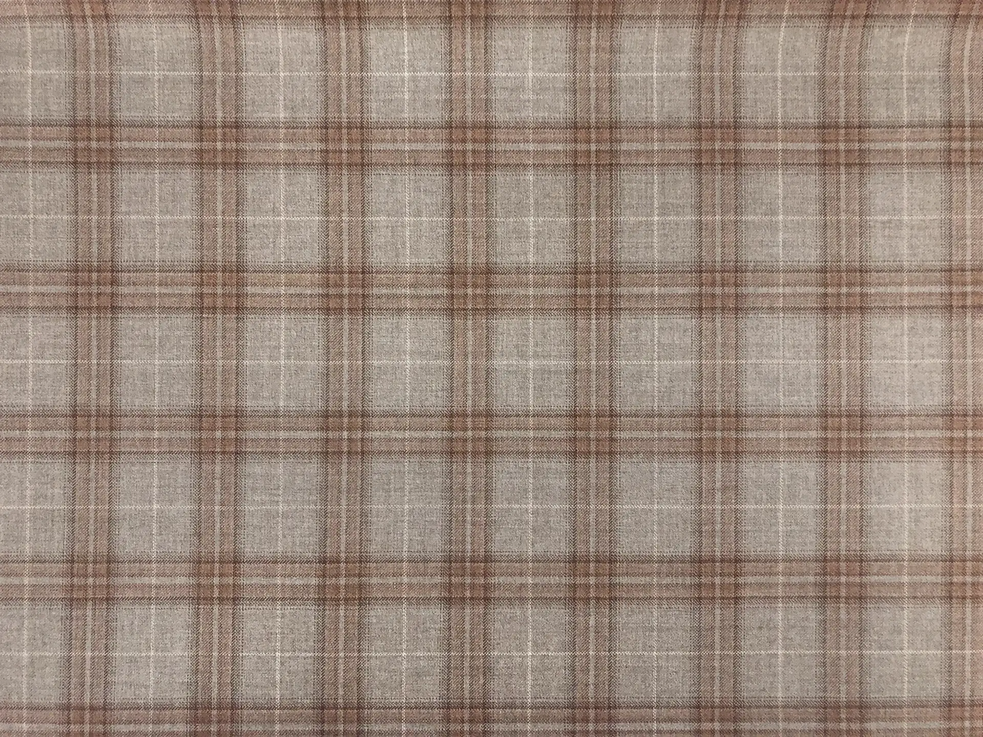 Italian Loro Piana Wool Super 130s Tartan Plaid Suiting in Taupe
