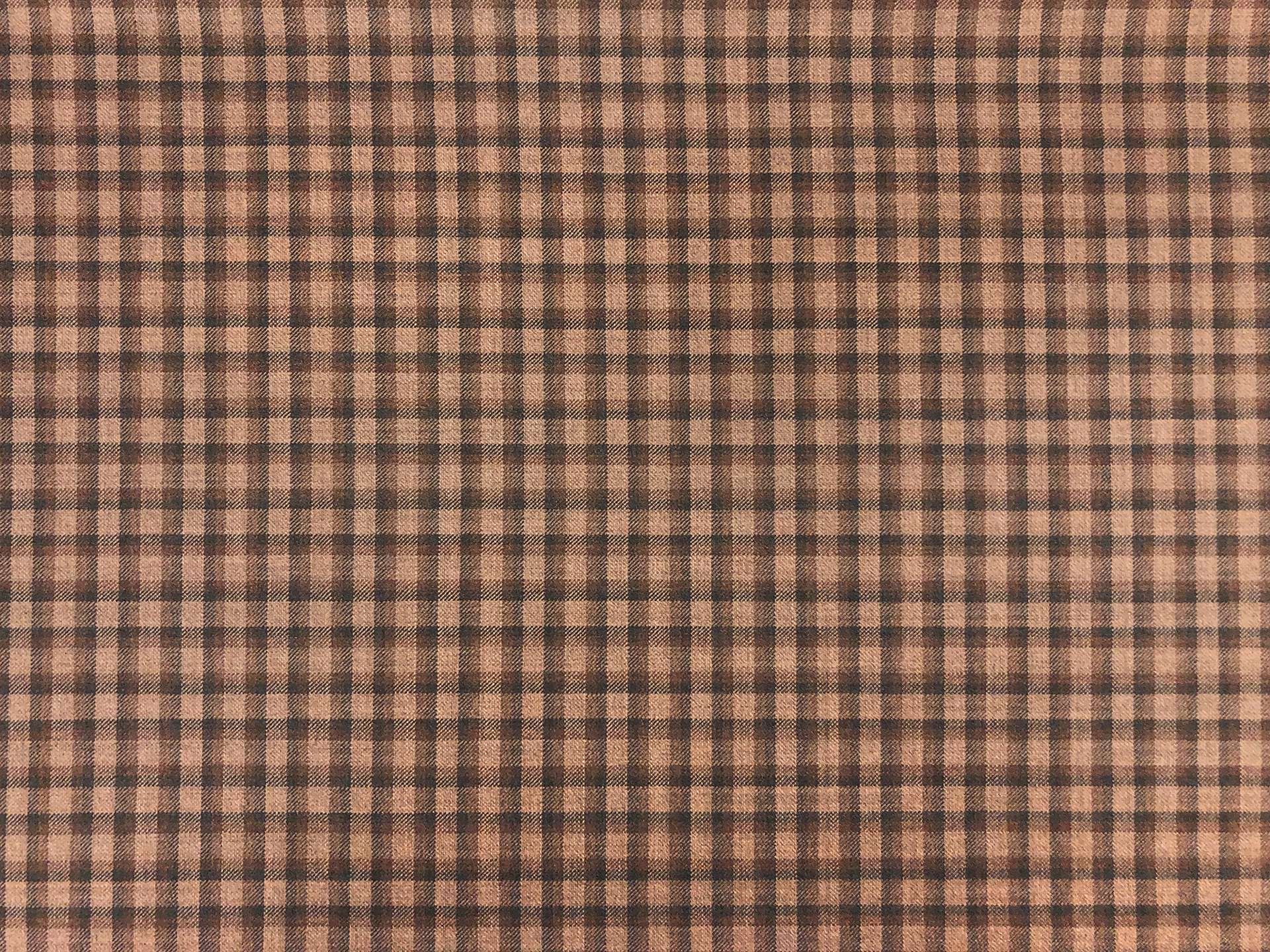 Italian Loro Piana Wool Super 130's Tattersall Plaid Suiting in Chamoisee 