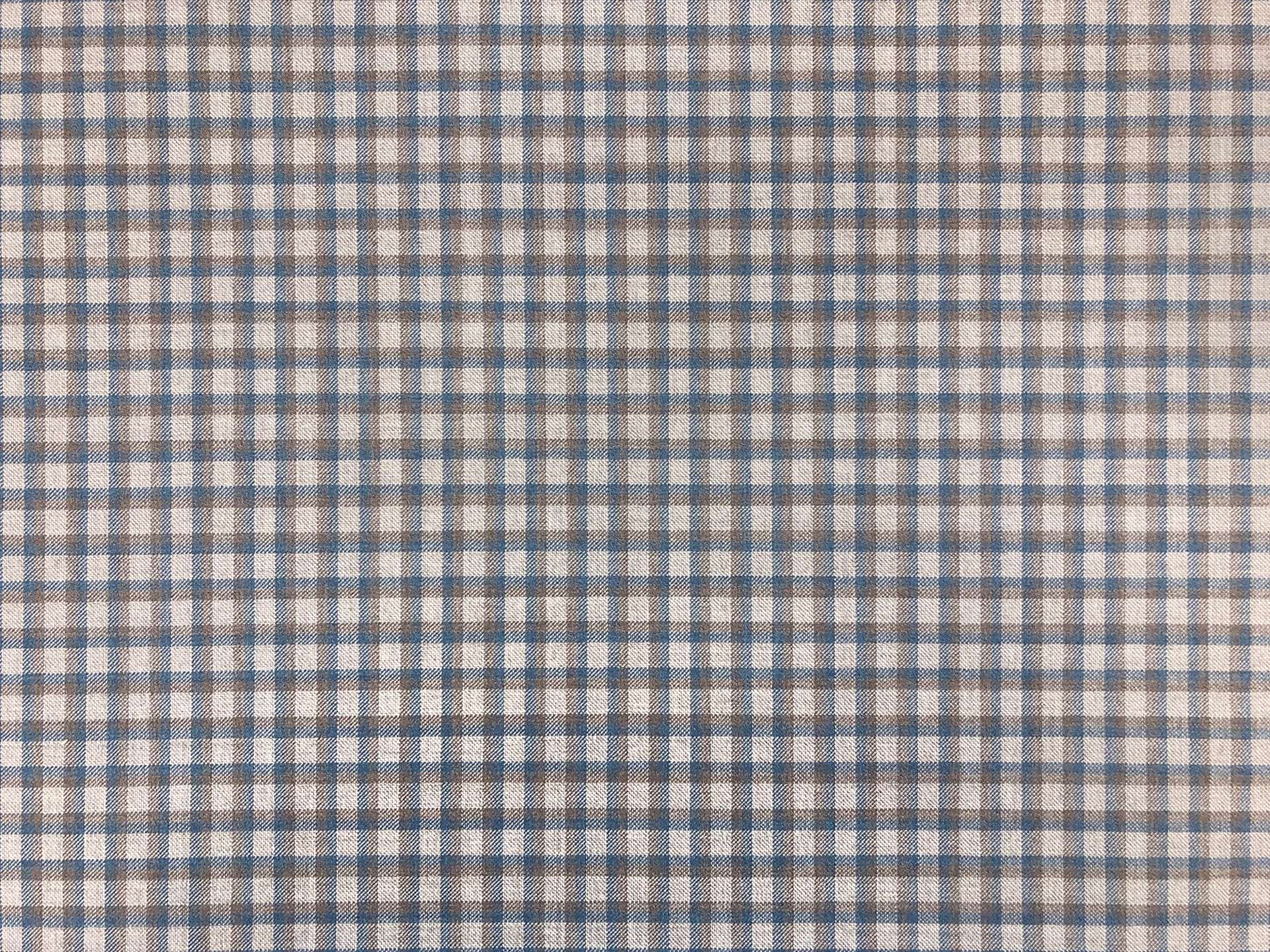 Italian Loro Piana Wool Super 130's Tattersall Plaid Suiting in Light Grey