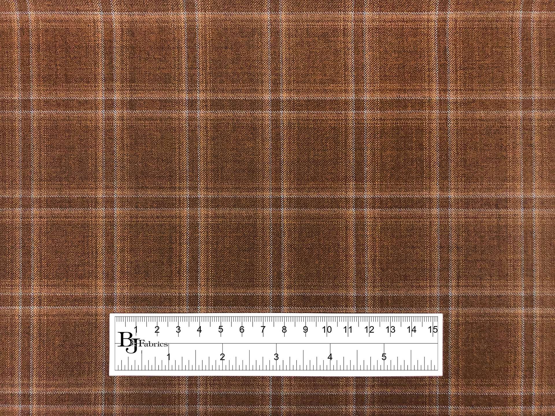 Italian Loro Piana Wool Super 130s Tattersall Plaid Suiting in Burnt Umber