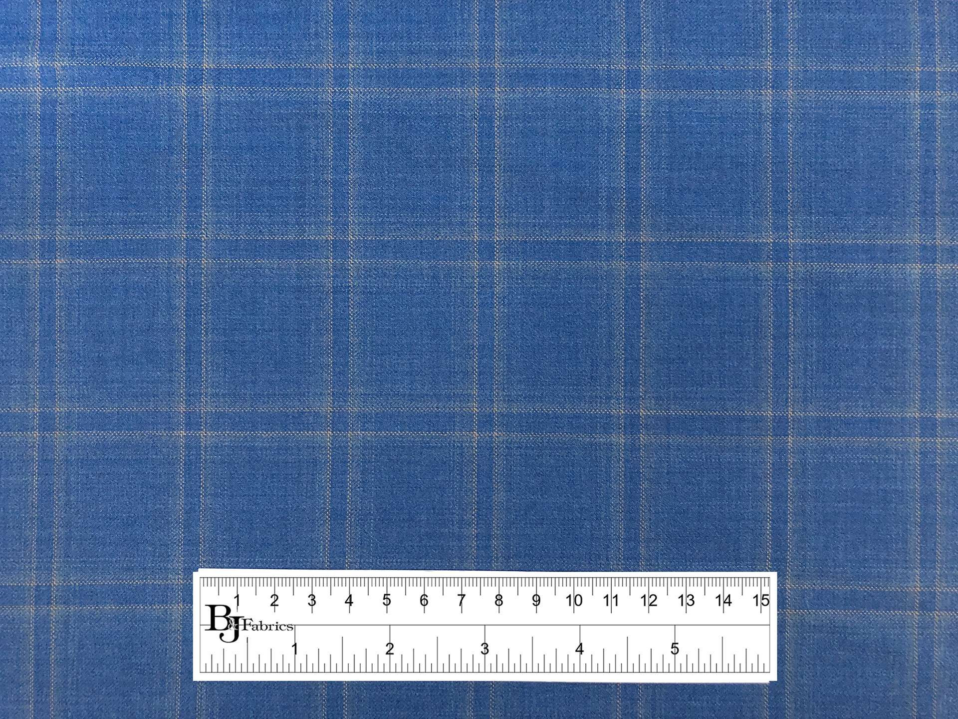 Wool Super 130s Windowpane Plaid Suiting in Cornflower