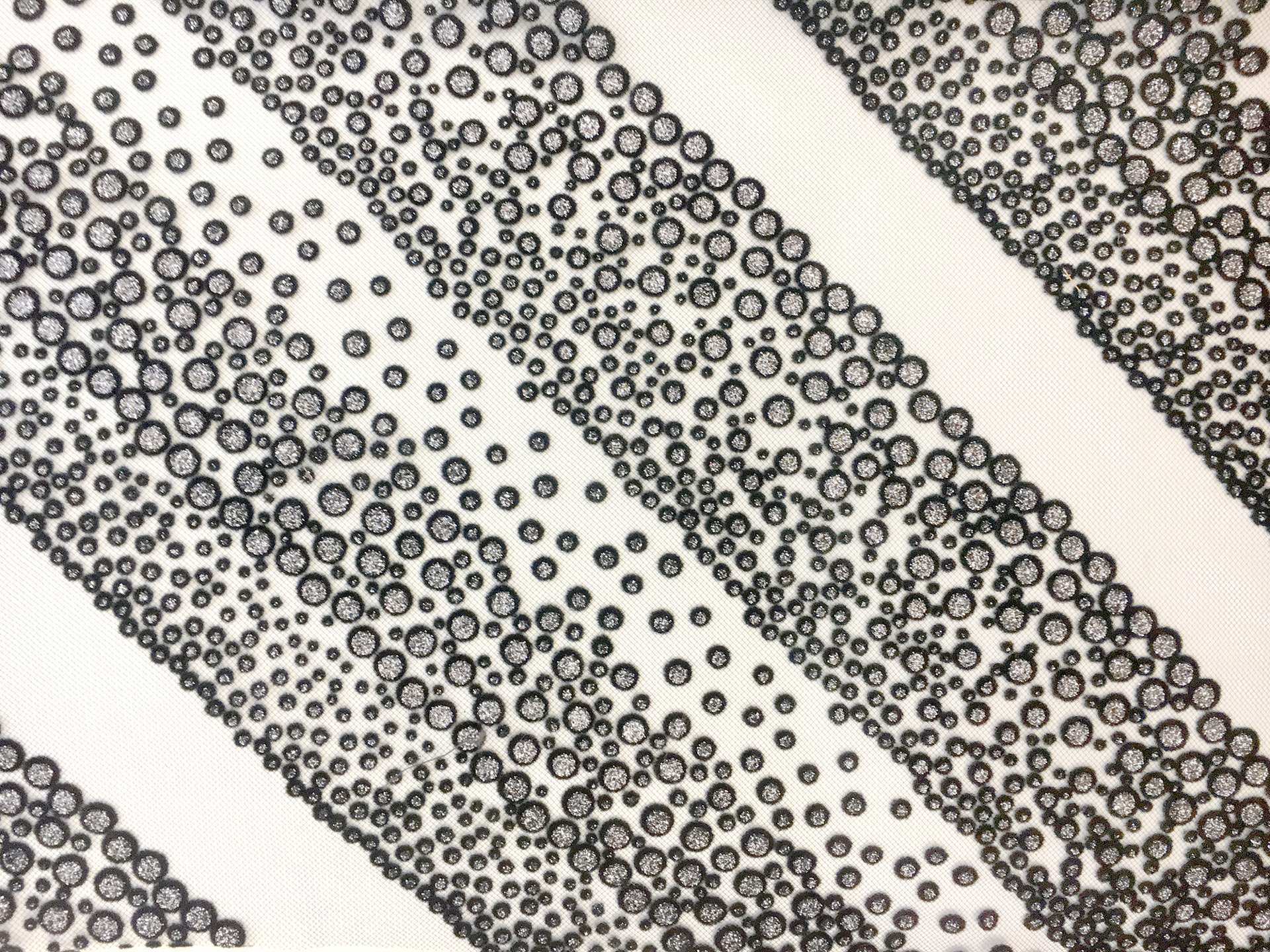 Metallic Flocked Tulle in a Diagonal Stripe Pattern