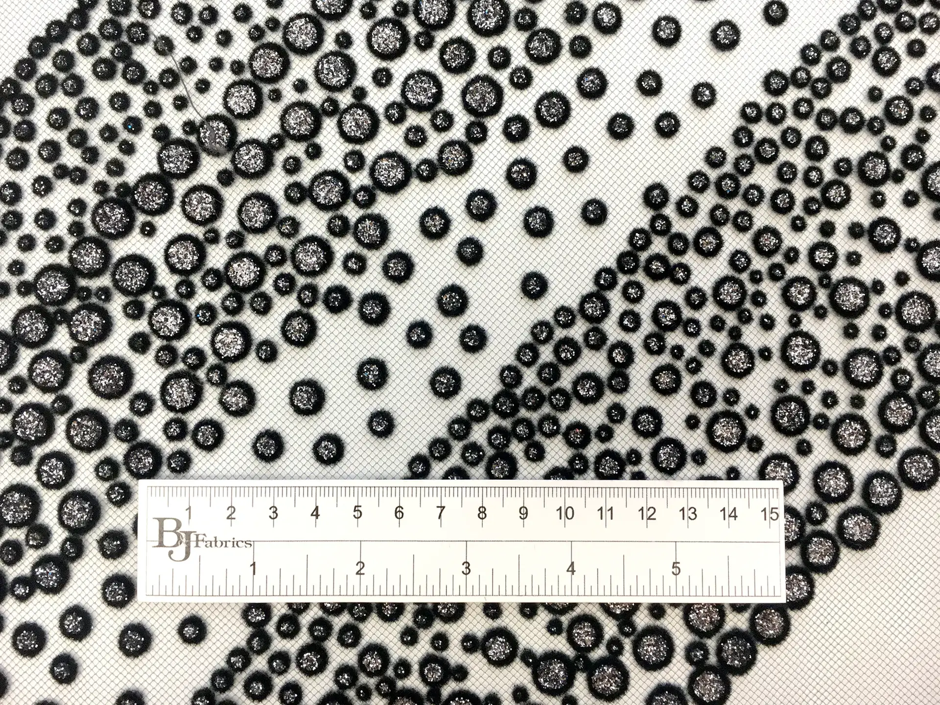 Metallic Flocked Tulle in a Diagonal Stripe Pattern