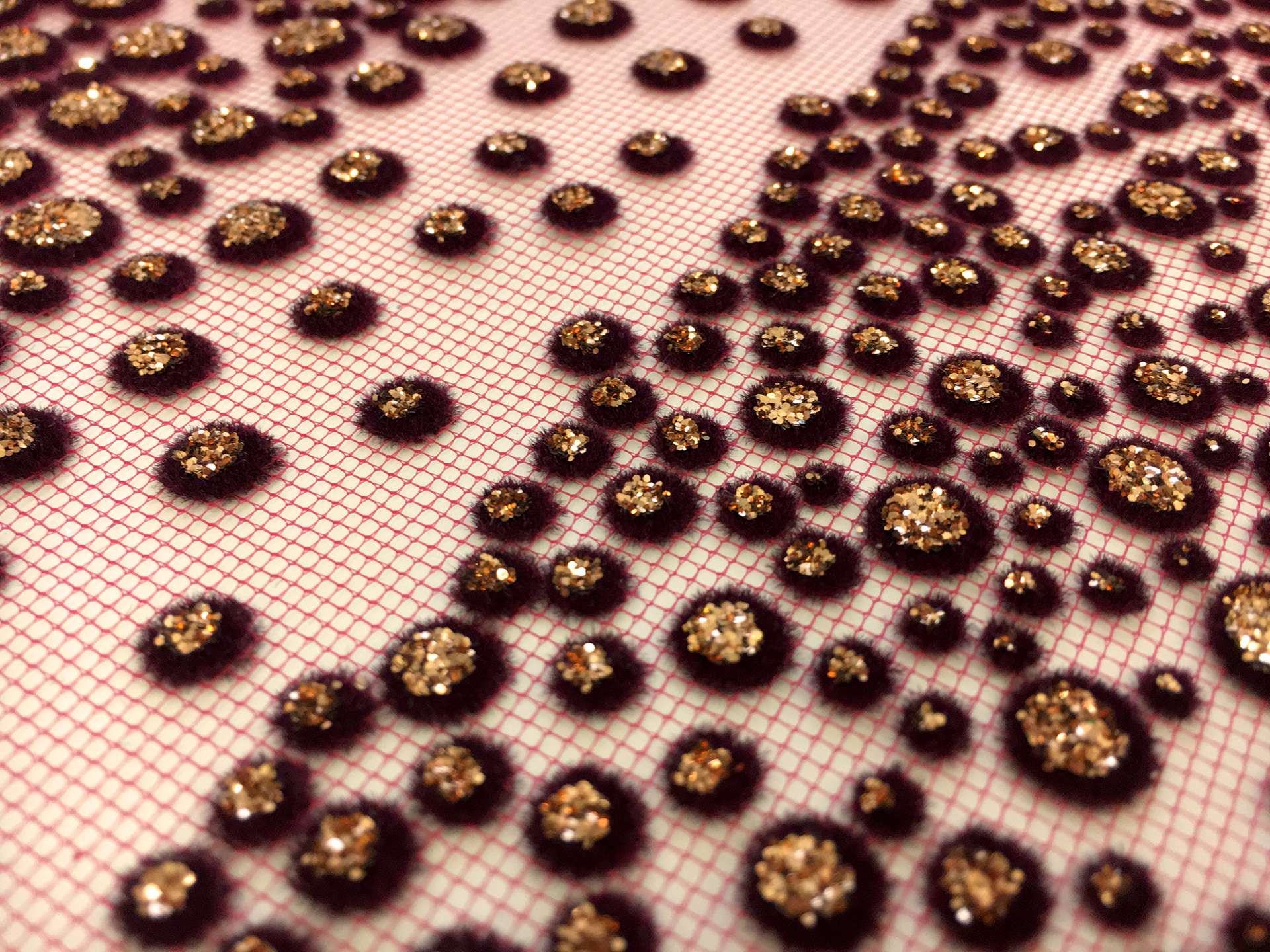 Metallic Flocked Tulle in a Diagonal Stripe Pattern