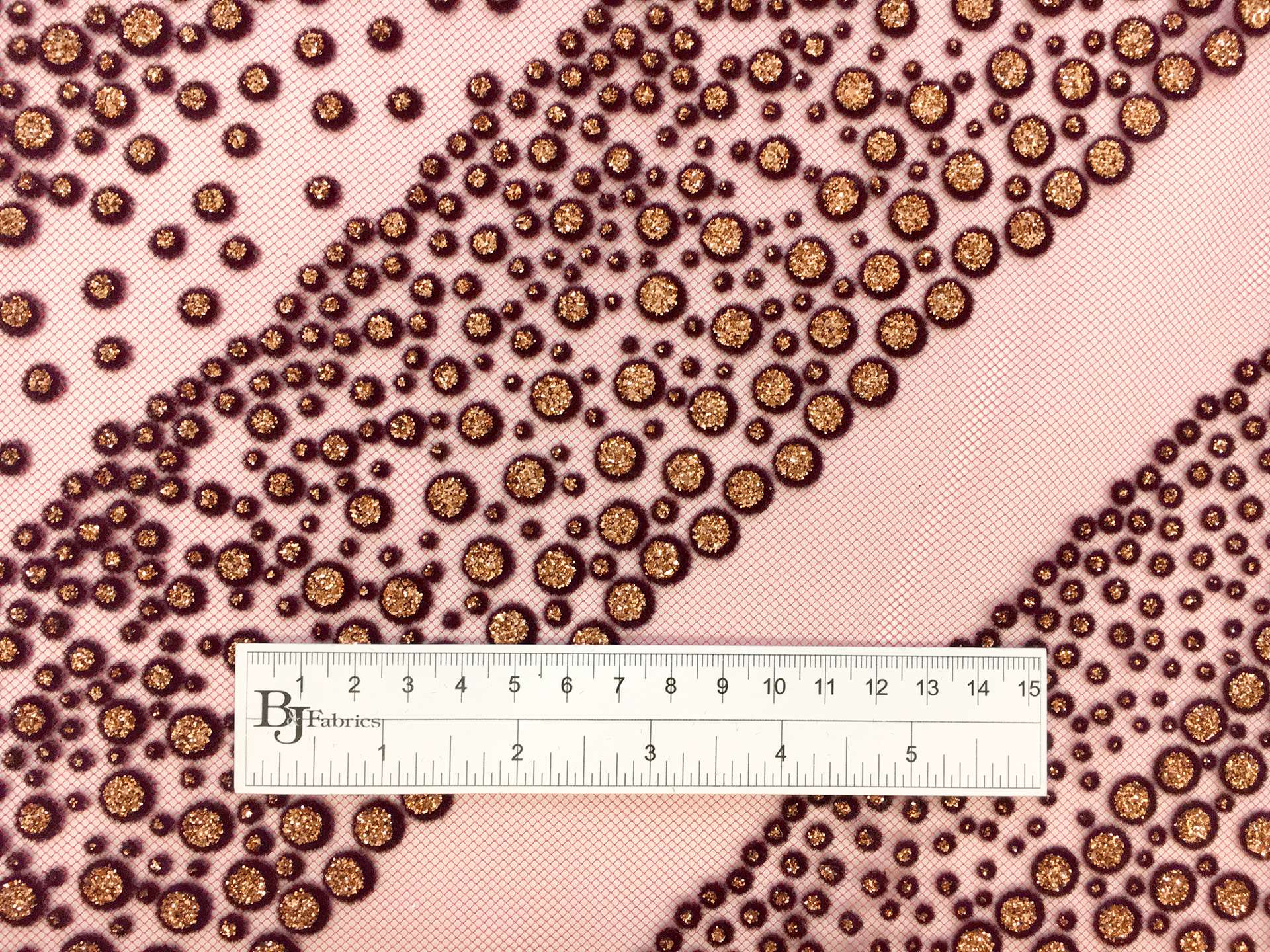 Metallic Flocked Tulle in a Diagonal Stripe Pattern